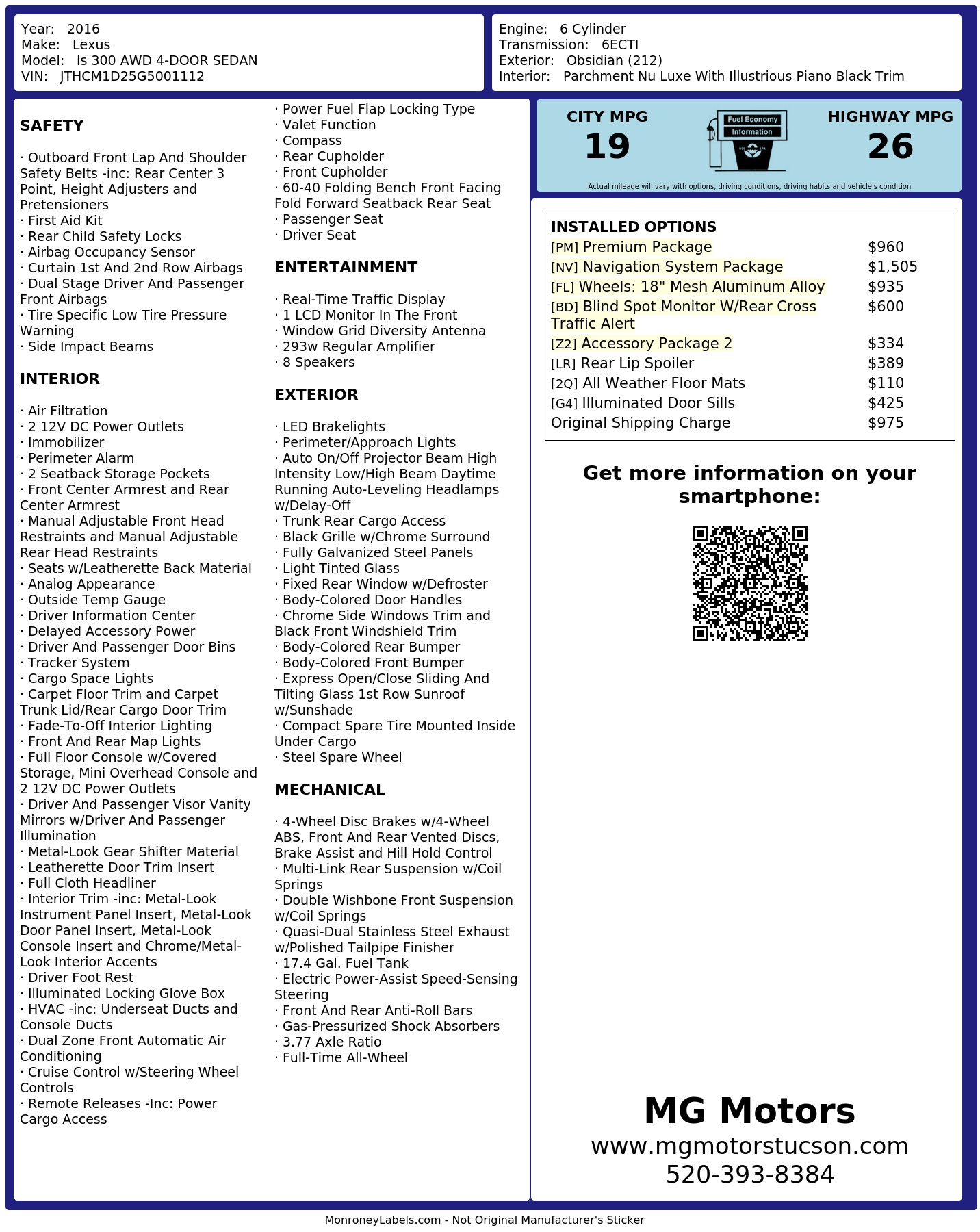 Monroney Label