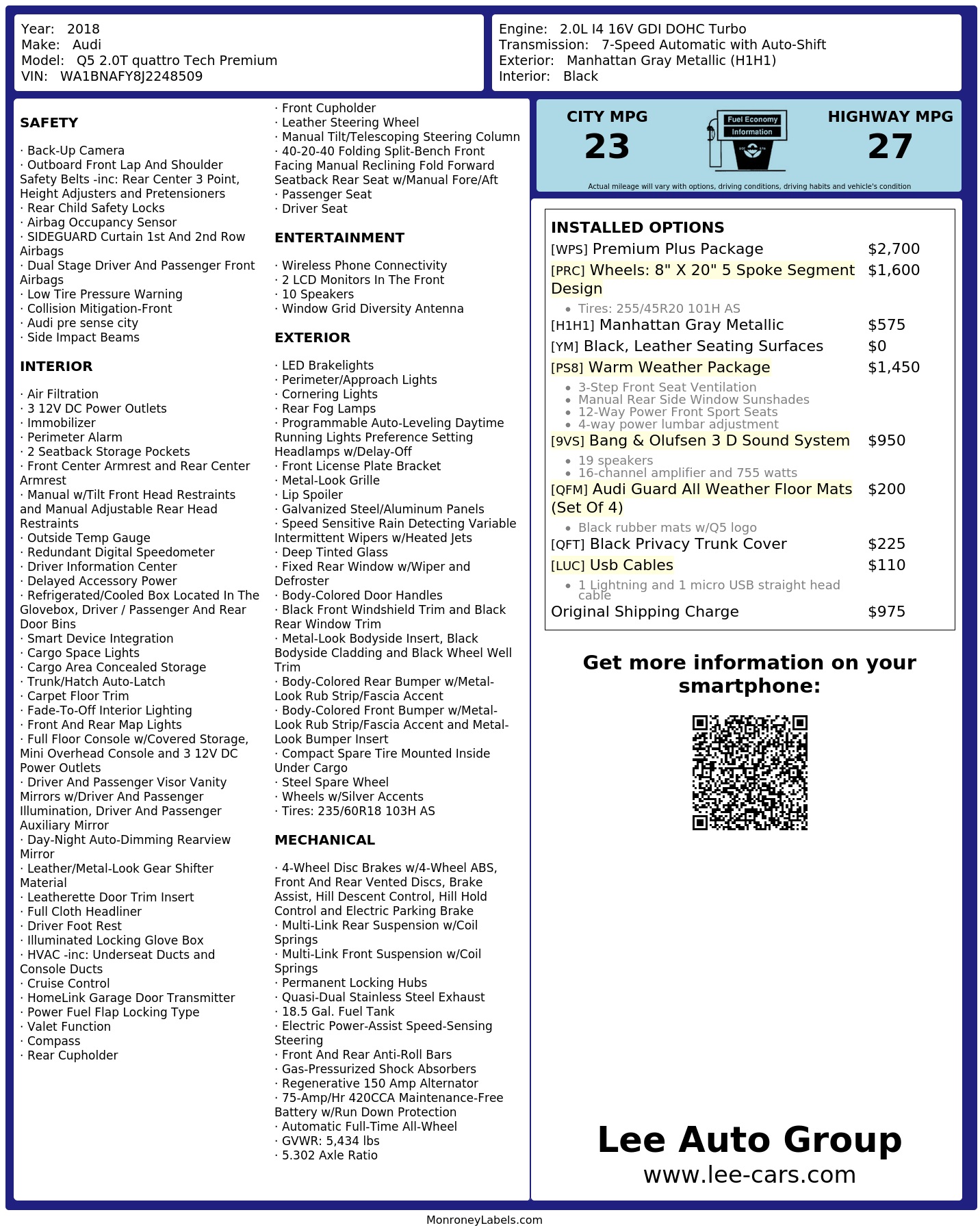 Monroney Label
