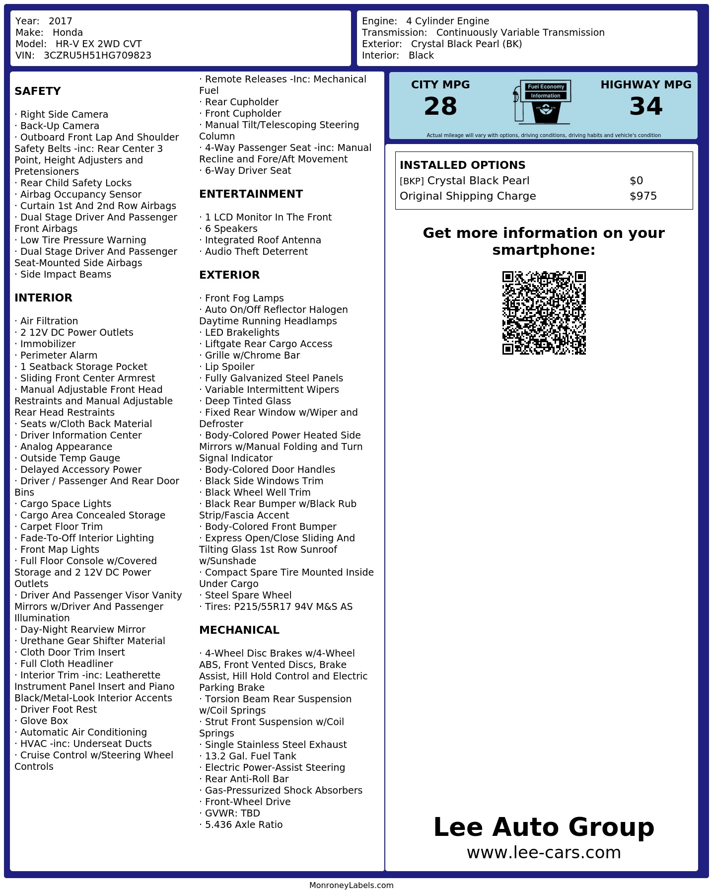 Monroney Label