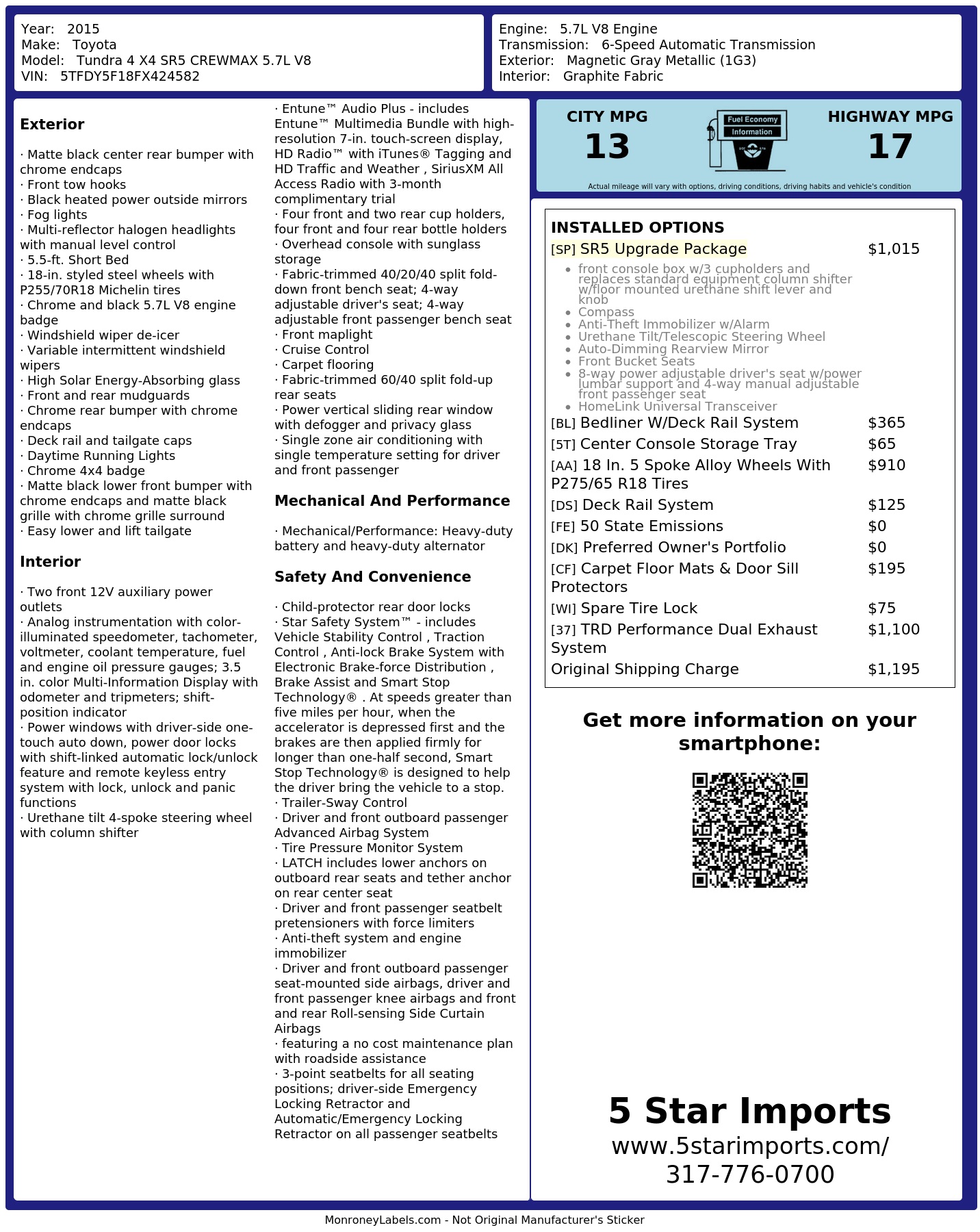Monroney Label