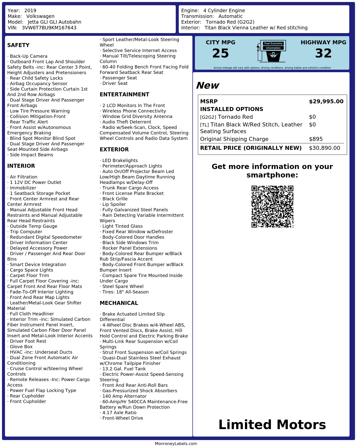 Monroney Label