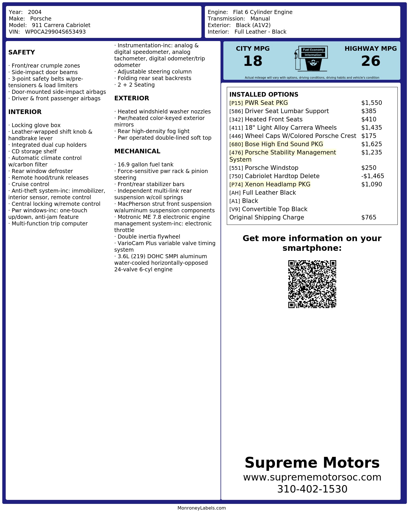 Monroney Label