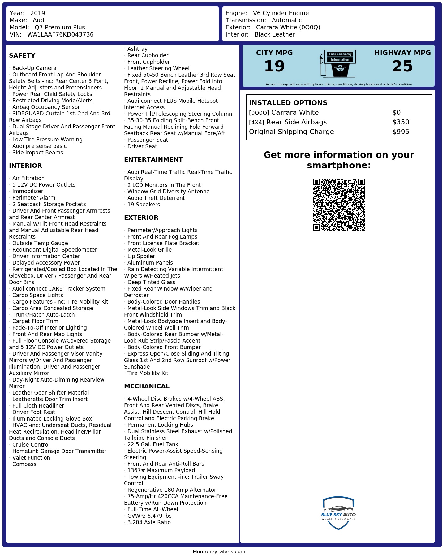 Monroney Label
