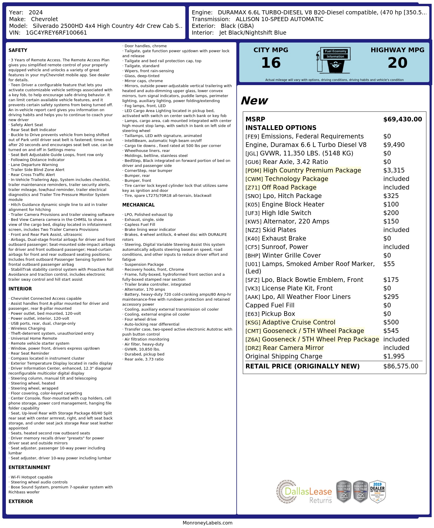Monroney Label
