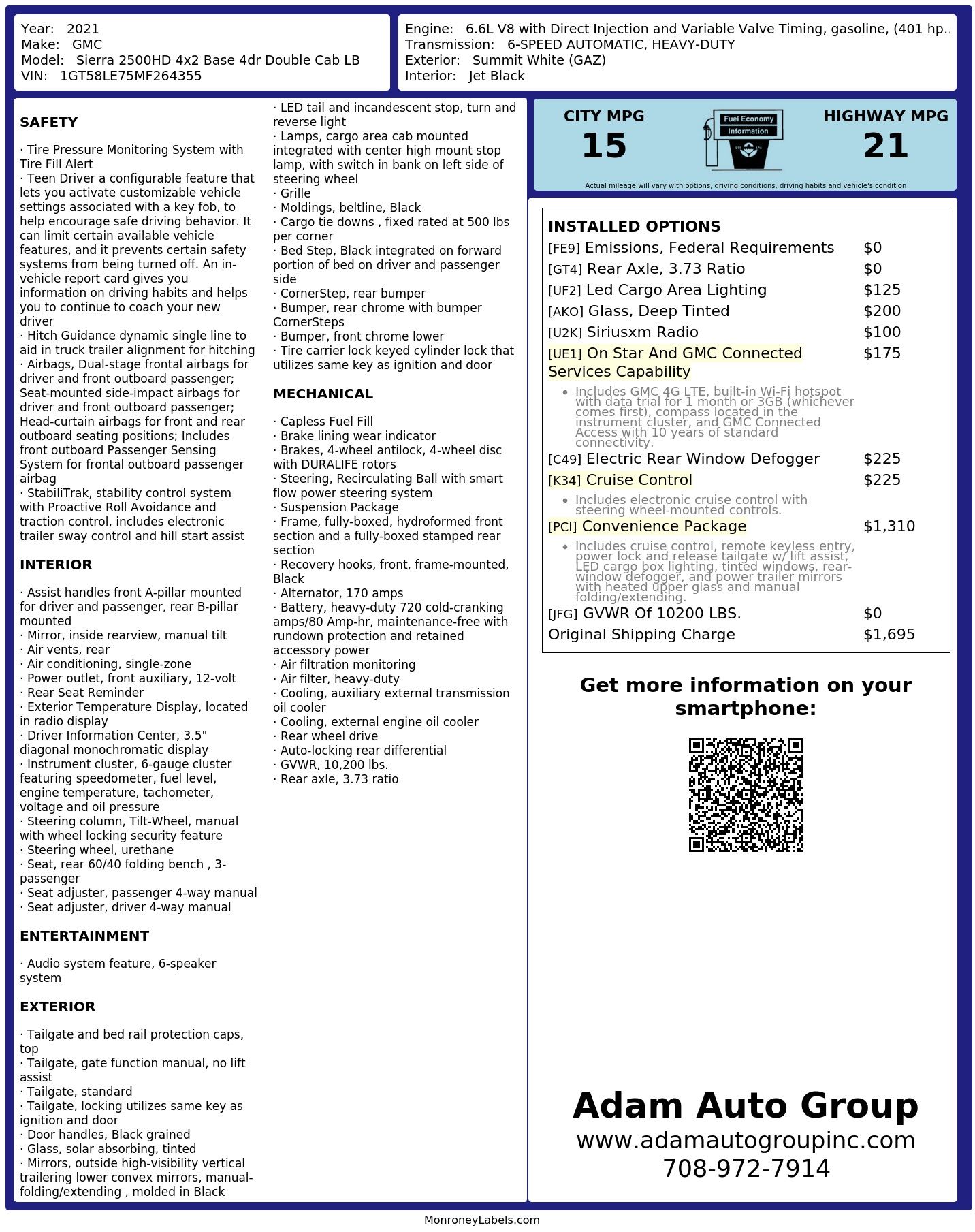 Monroney Label