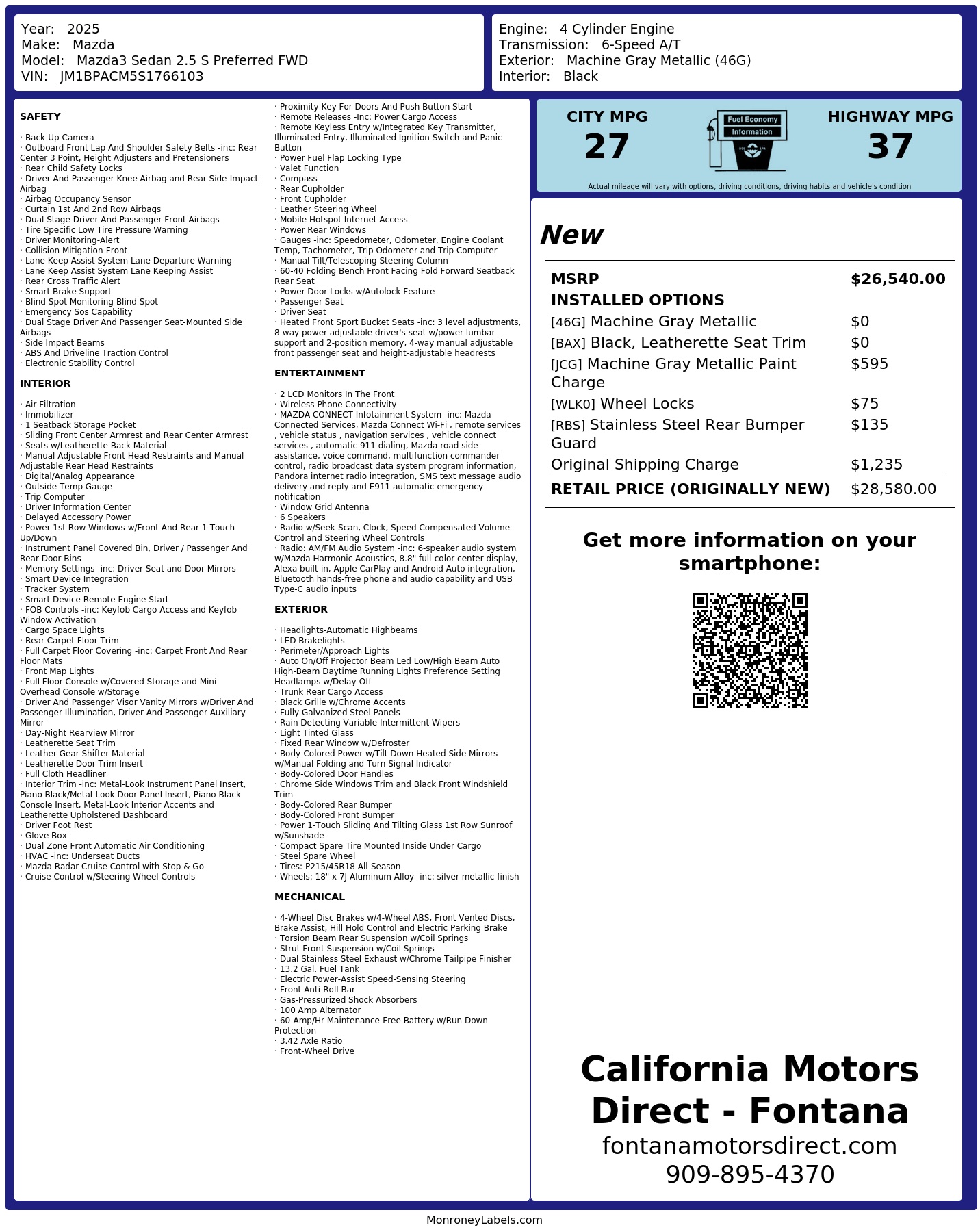 Monroney Label