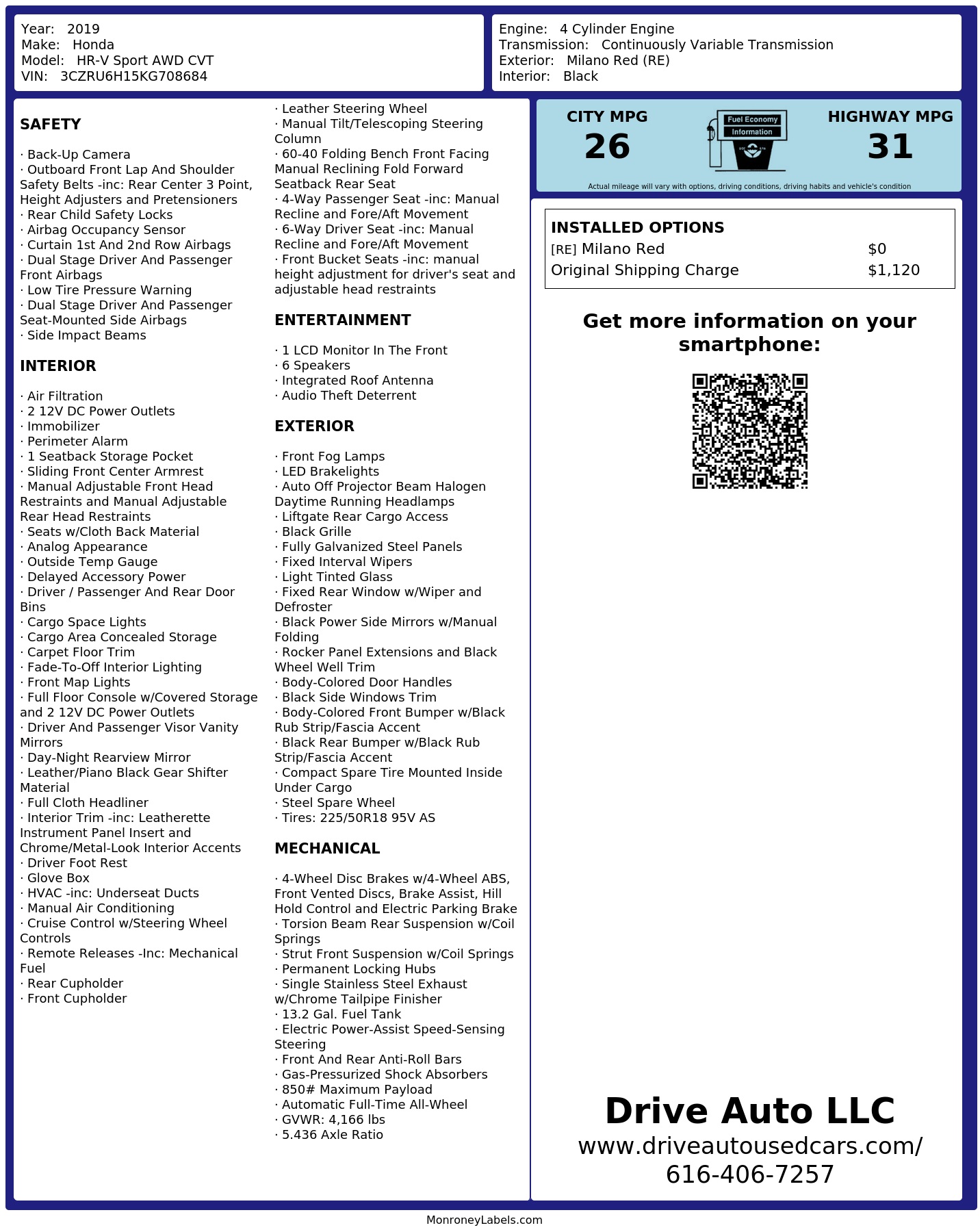 Monroney Label