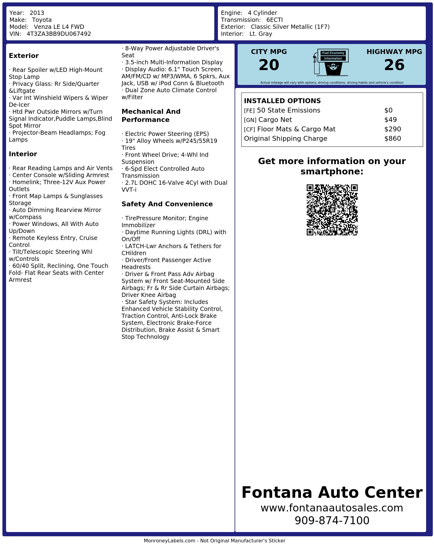 Monroney Label