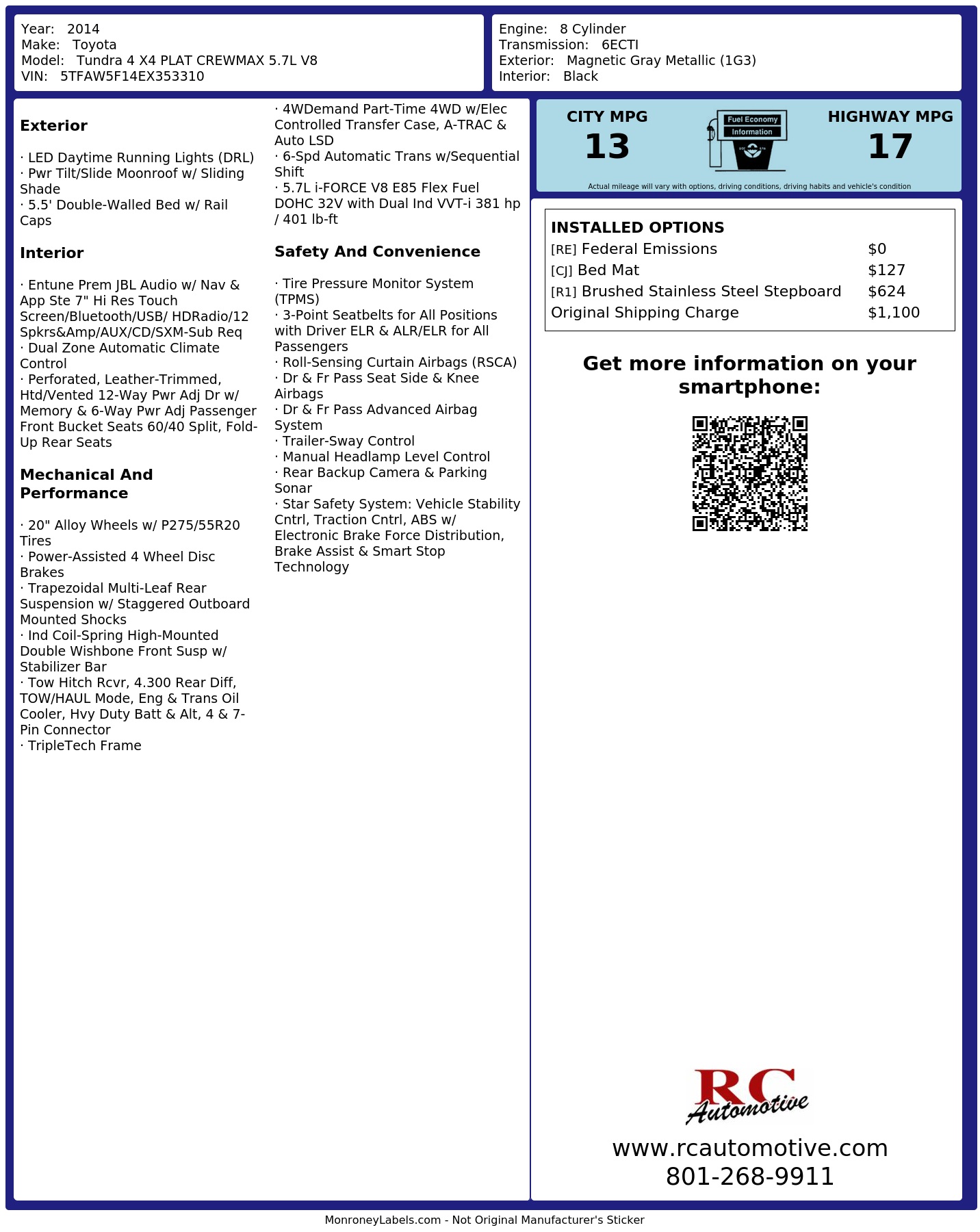 Monroney Label