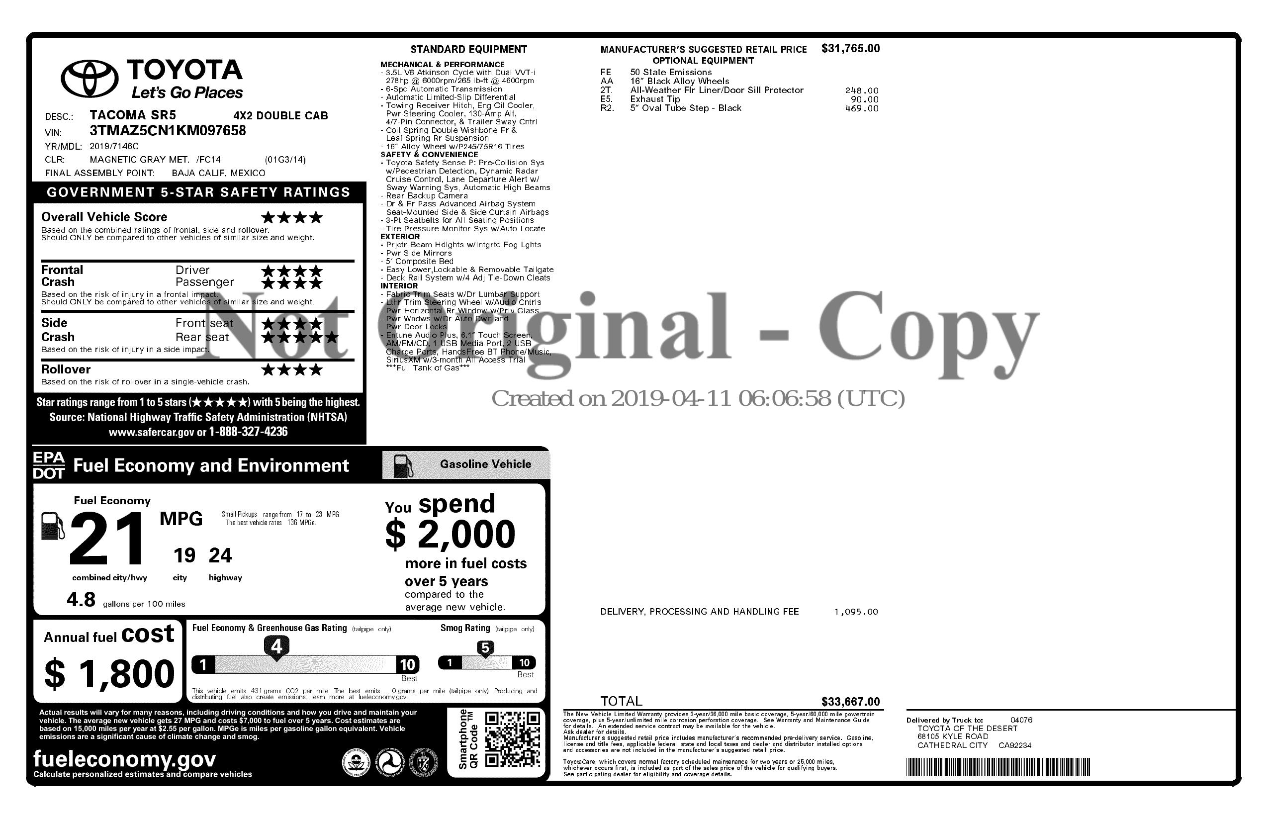 Monroney Label