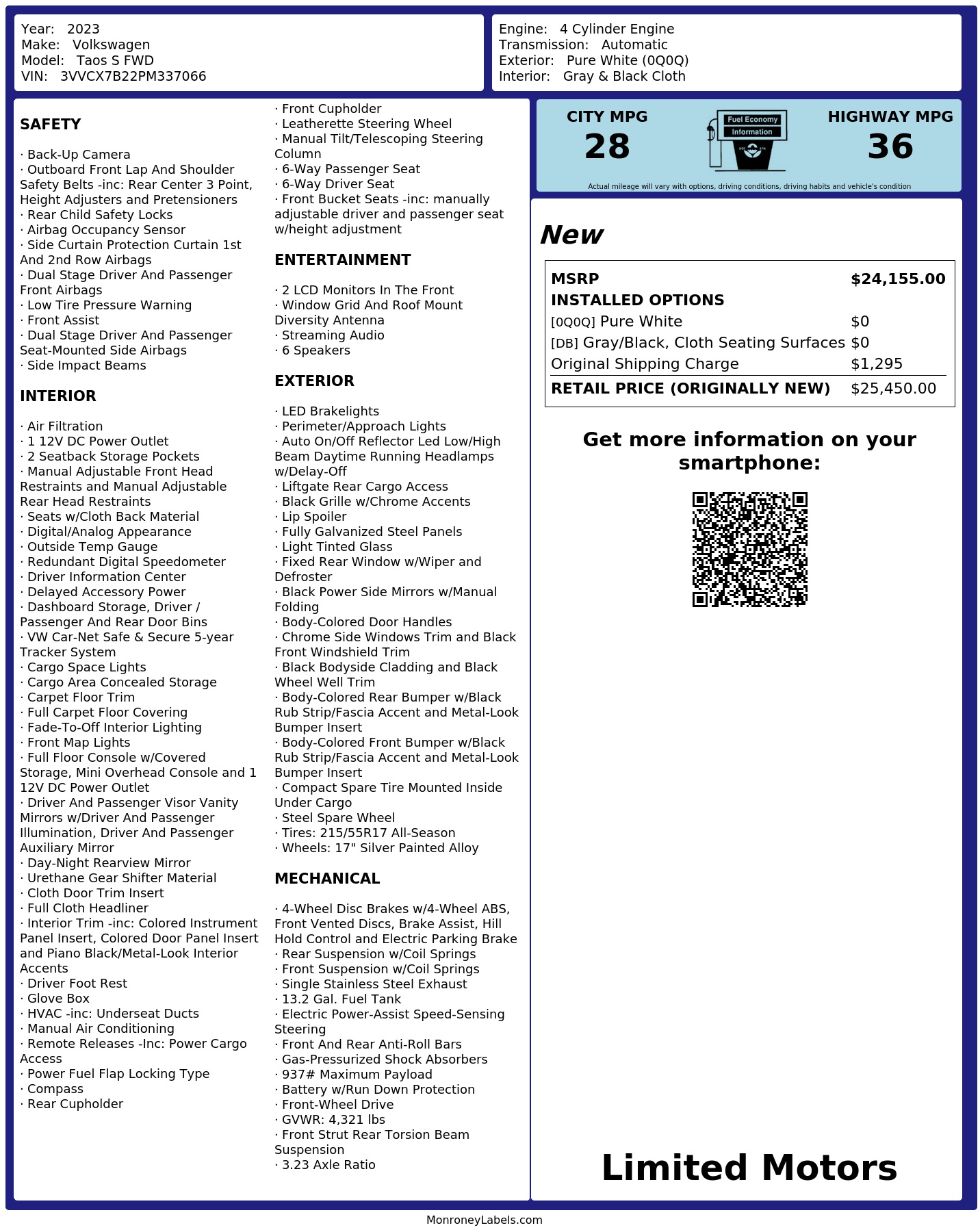 Monroney Label