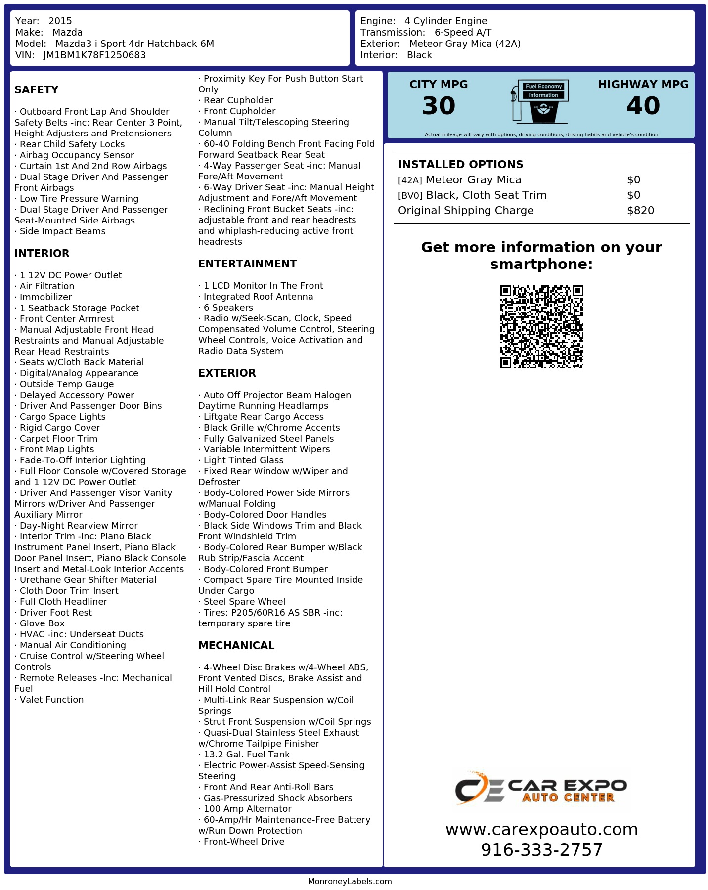 Monroney Label