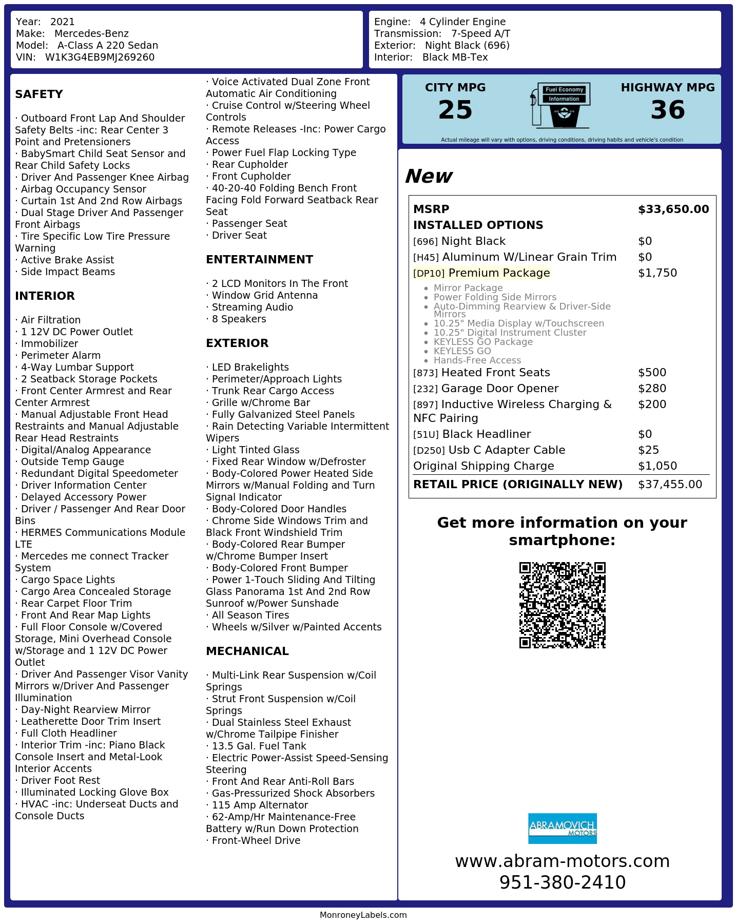 Monroney Label
