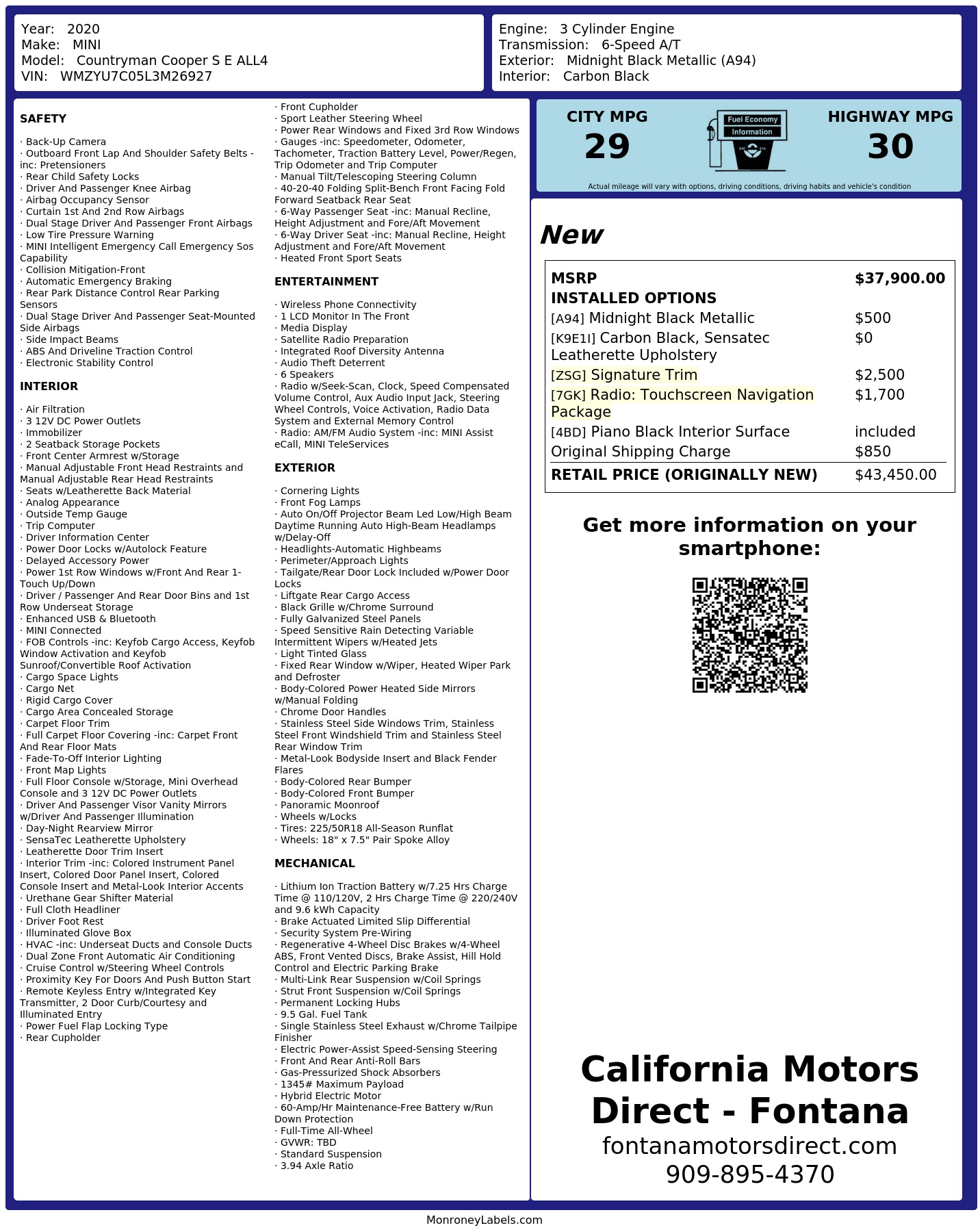 Monroney Label