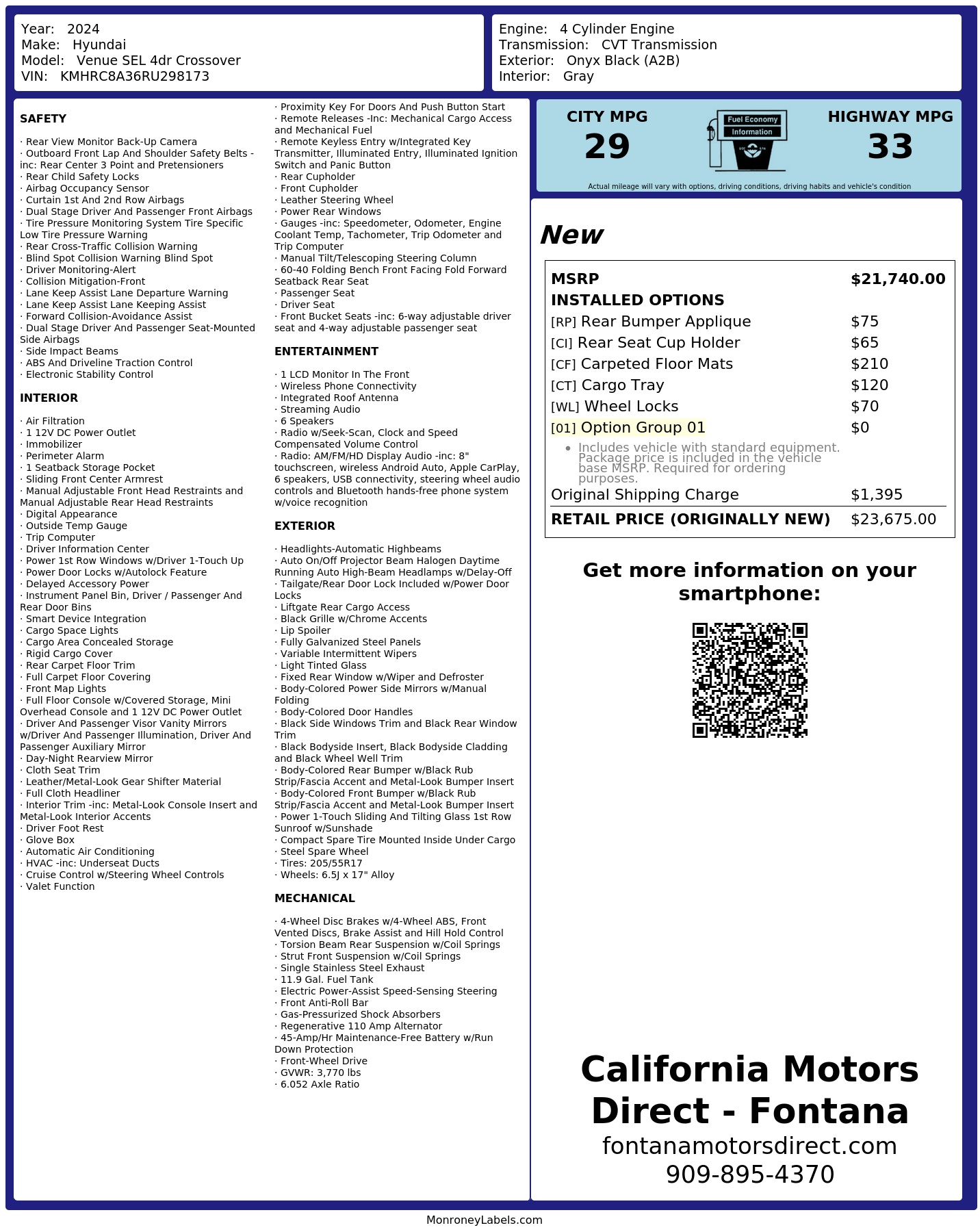 Monroney Label
