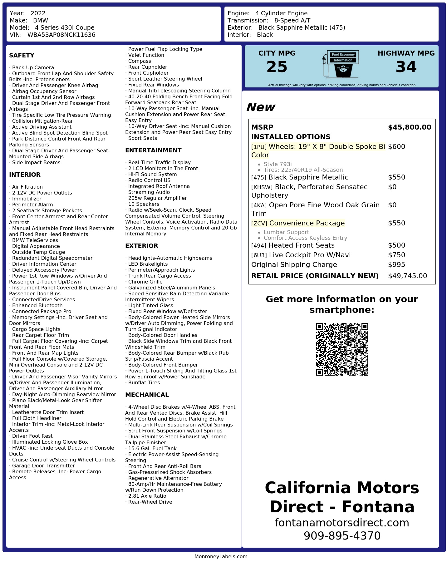 Monroney Label