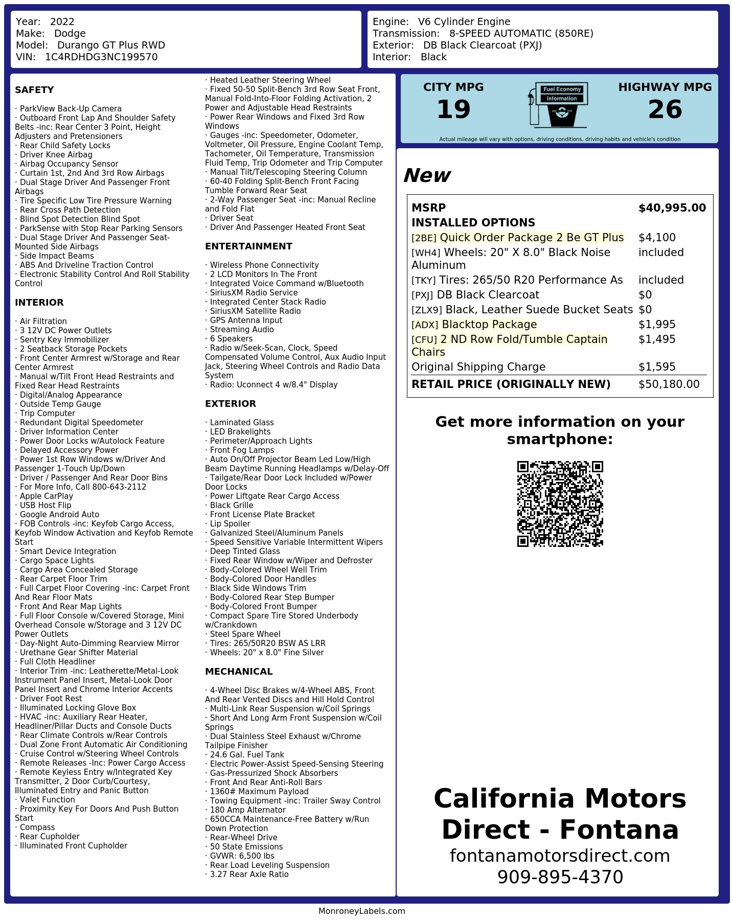 Monroney Label