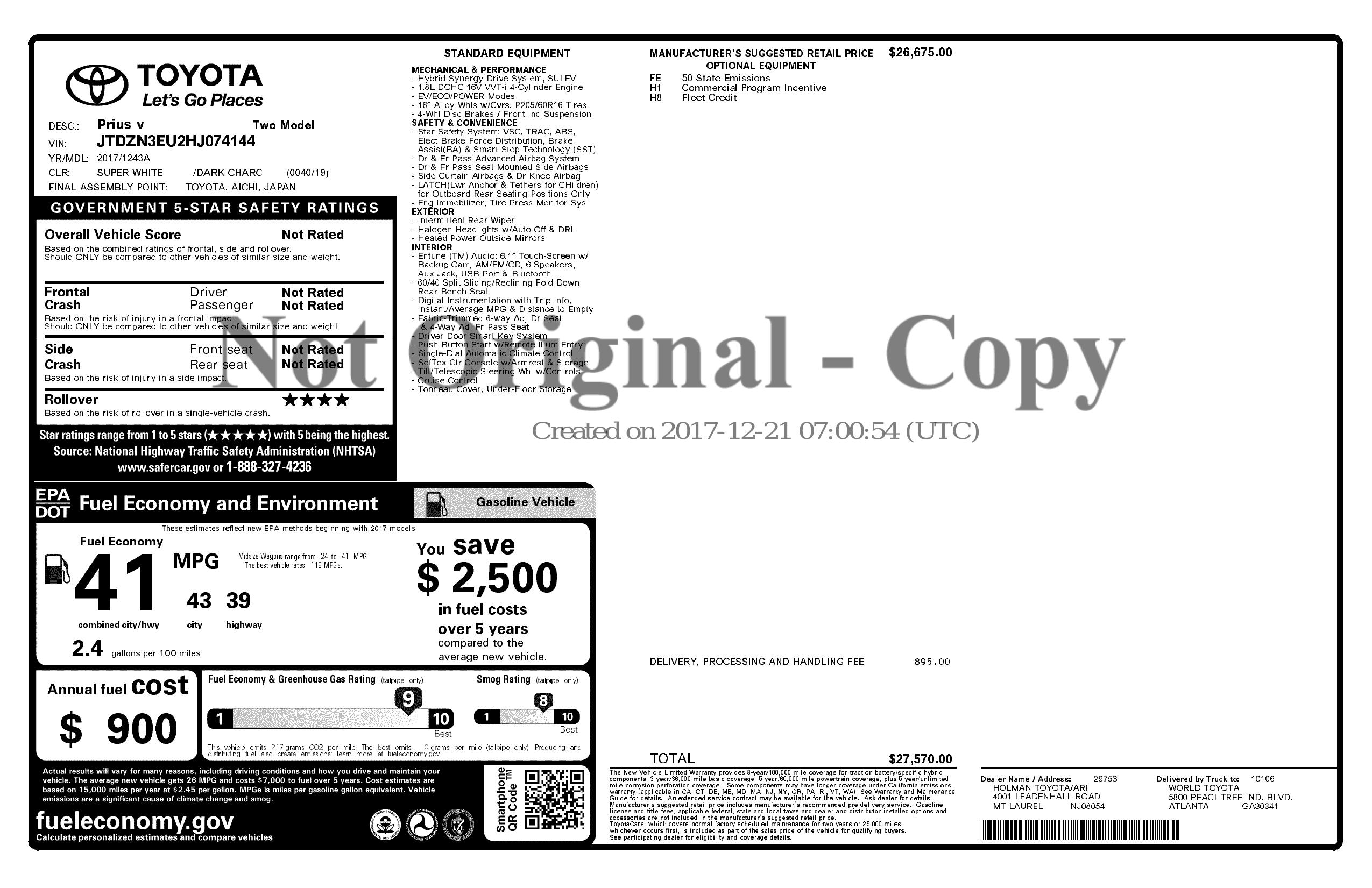 Monroney Label