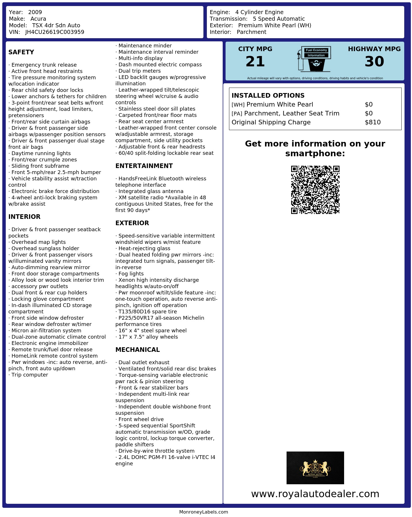 Monroney Label