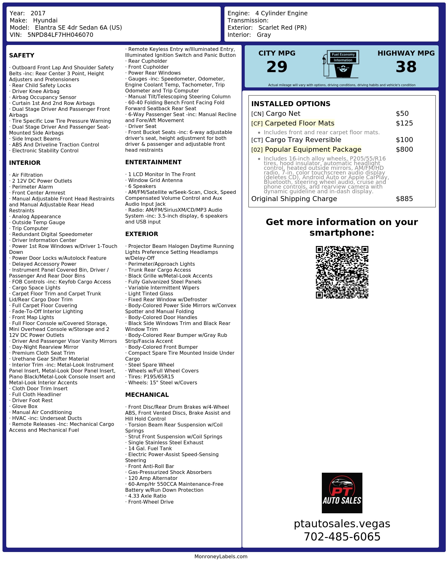Monroney Label