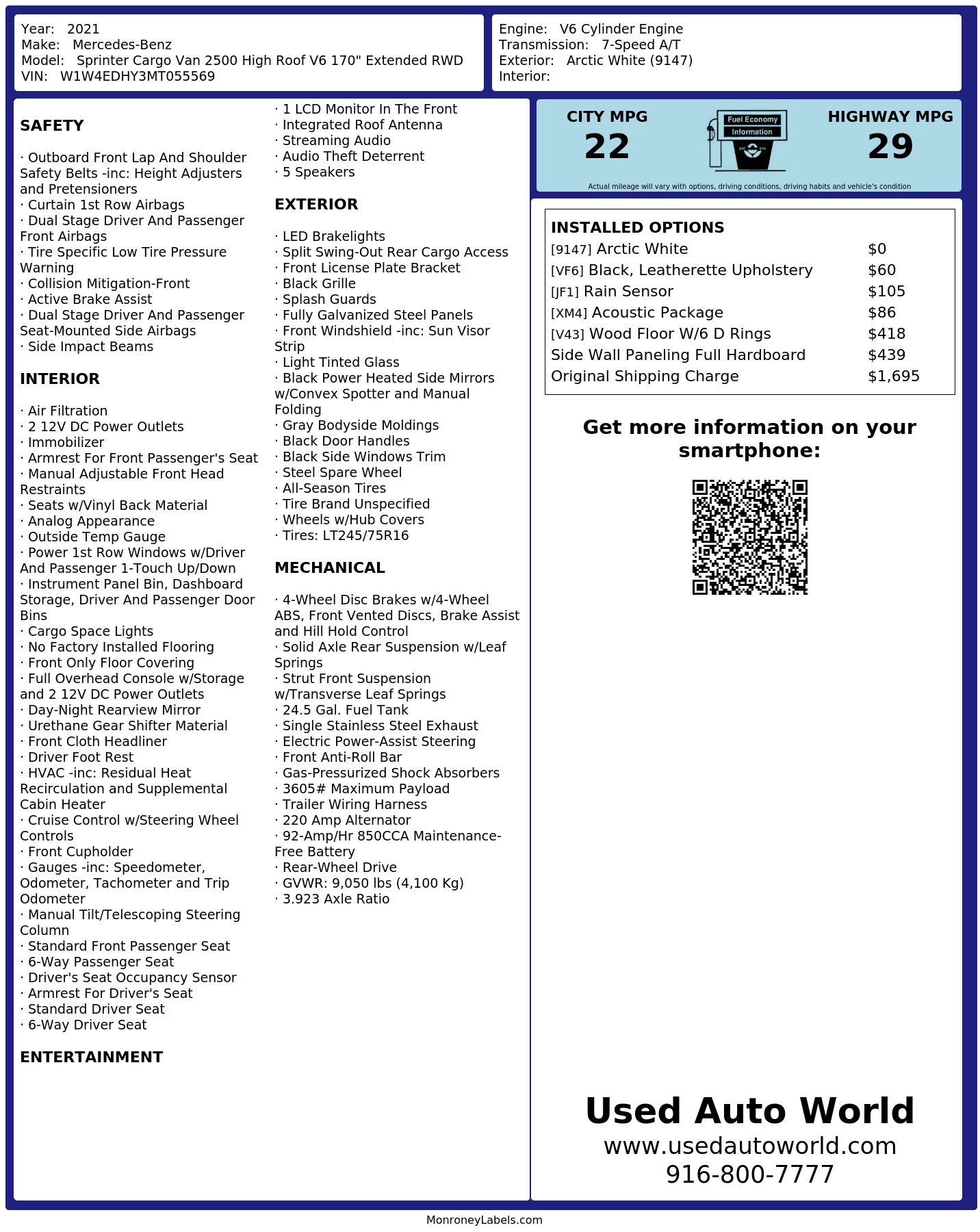 Monroney Label