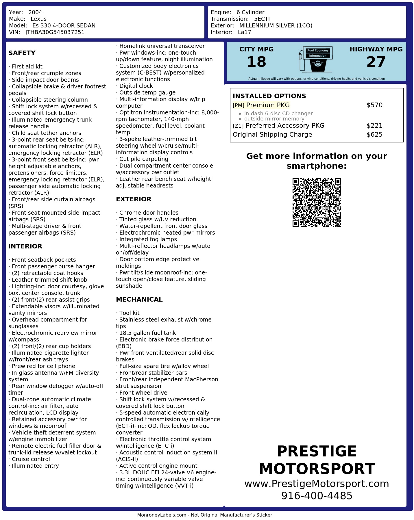 Monroney Label