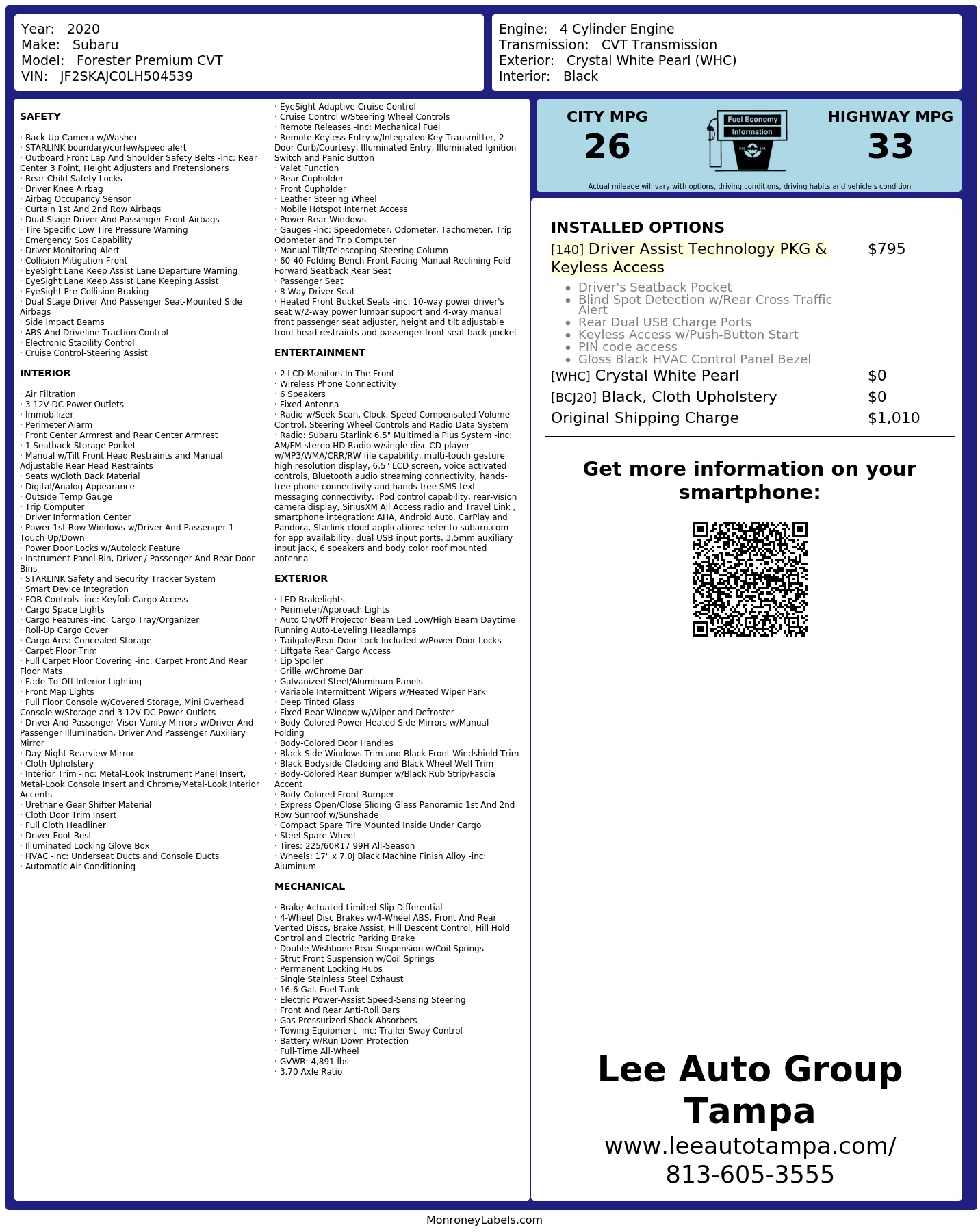 Monroney Label