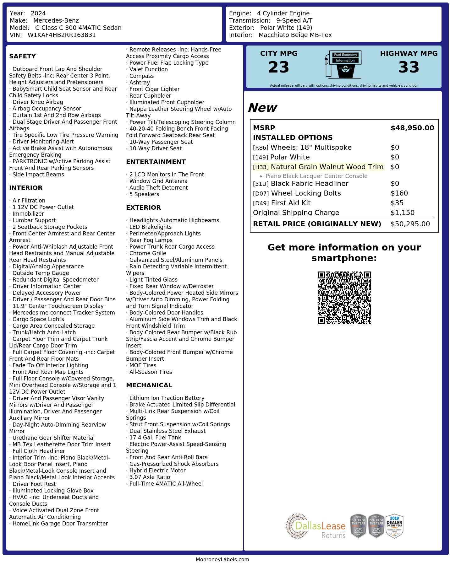 Monroney Label