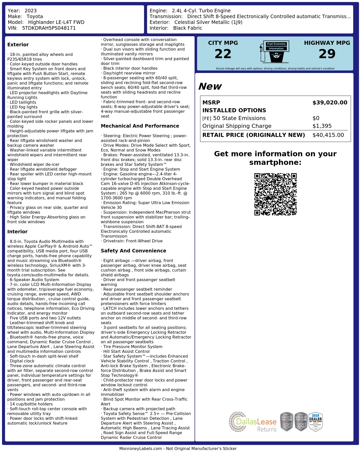 Monroney Label