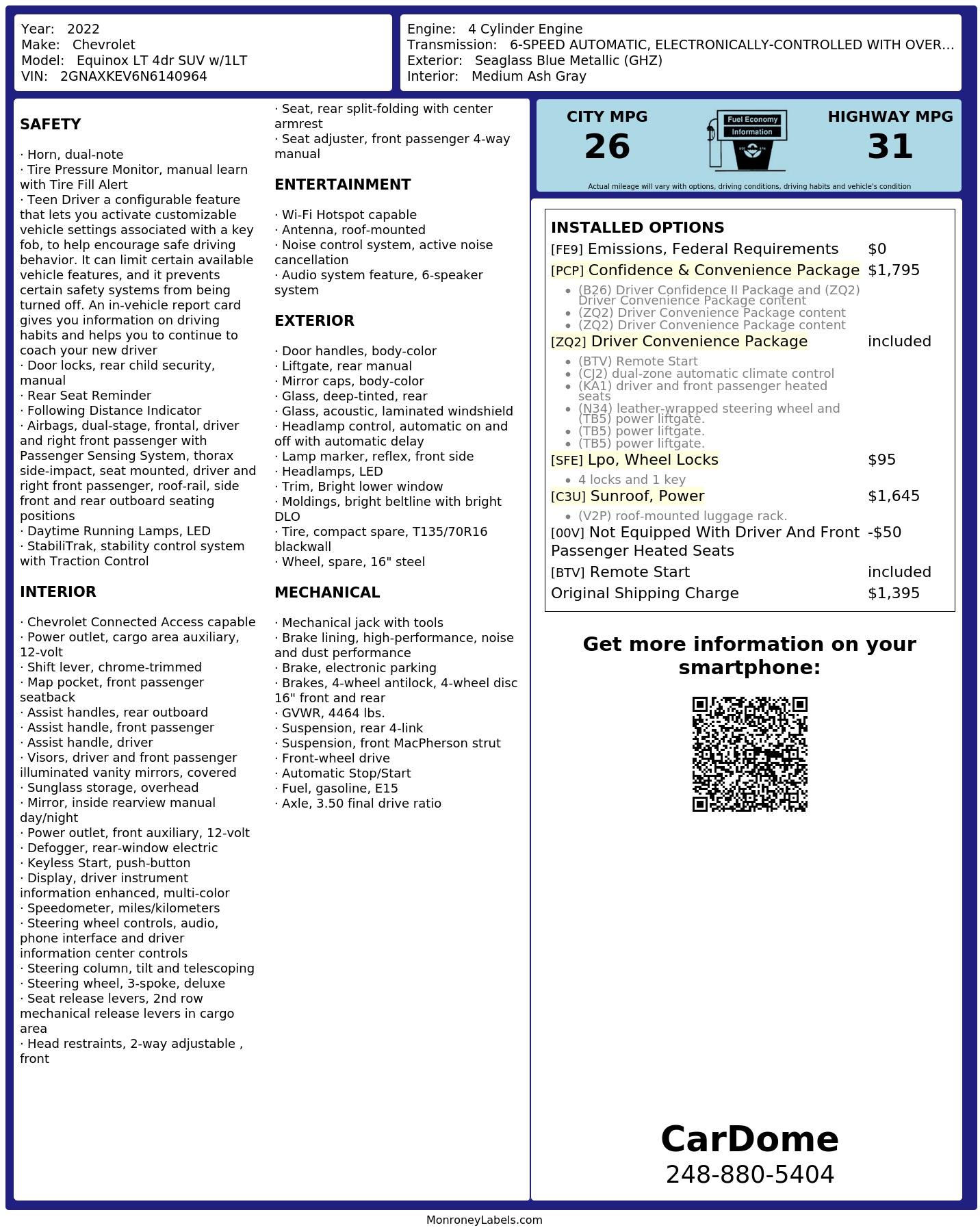 Monroney Label