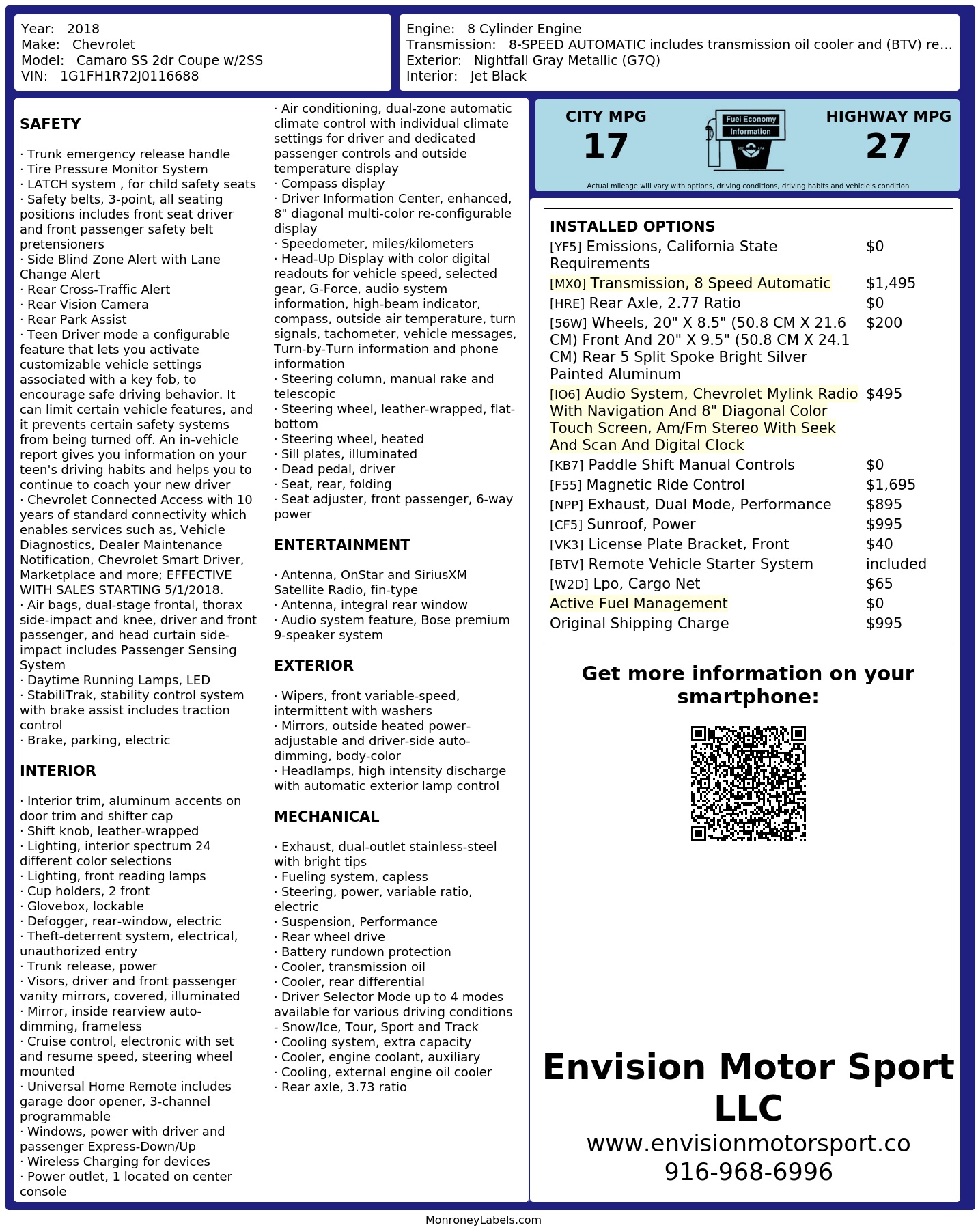 Monroney Label
