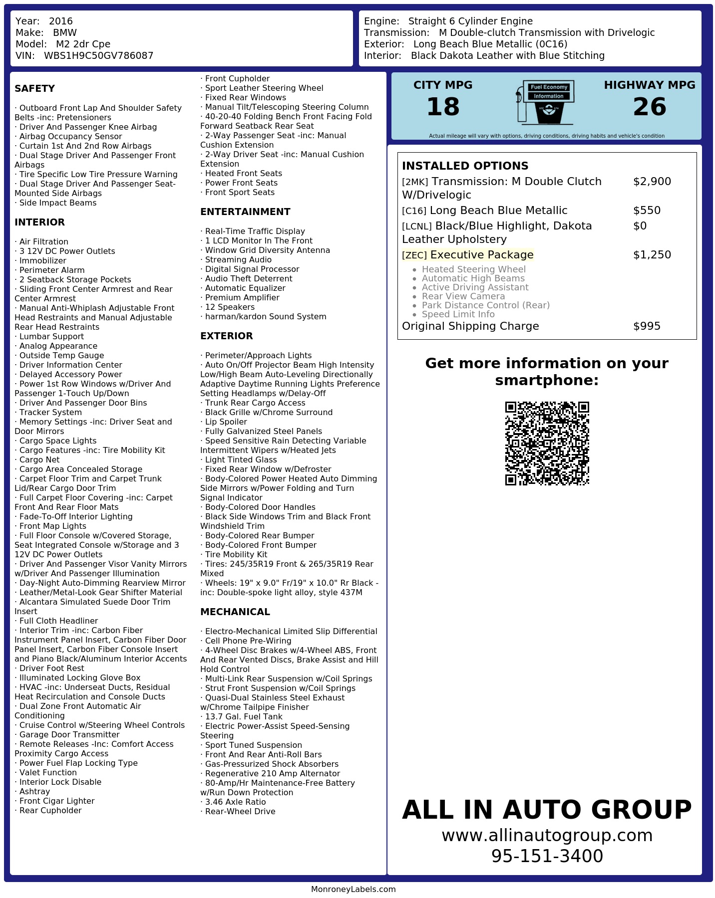 Monroney Label