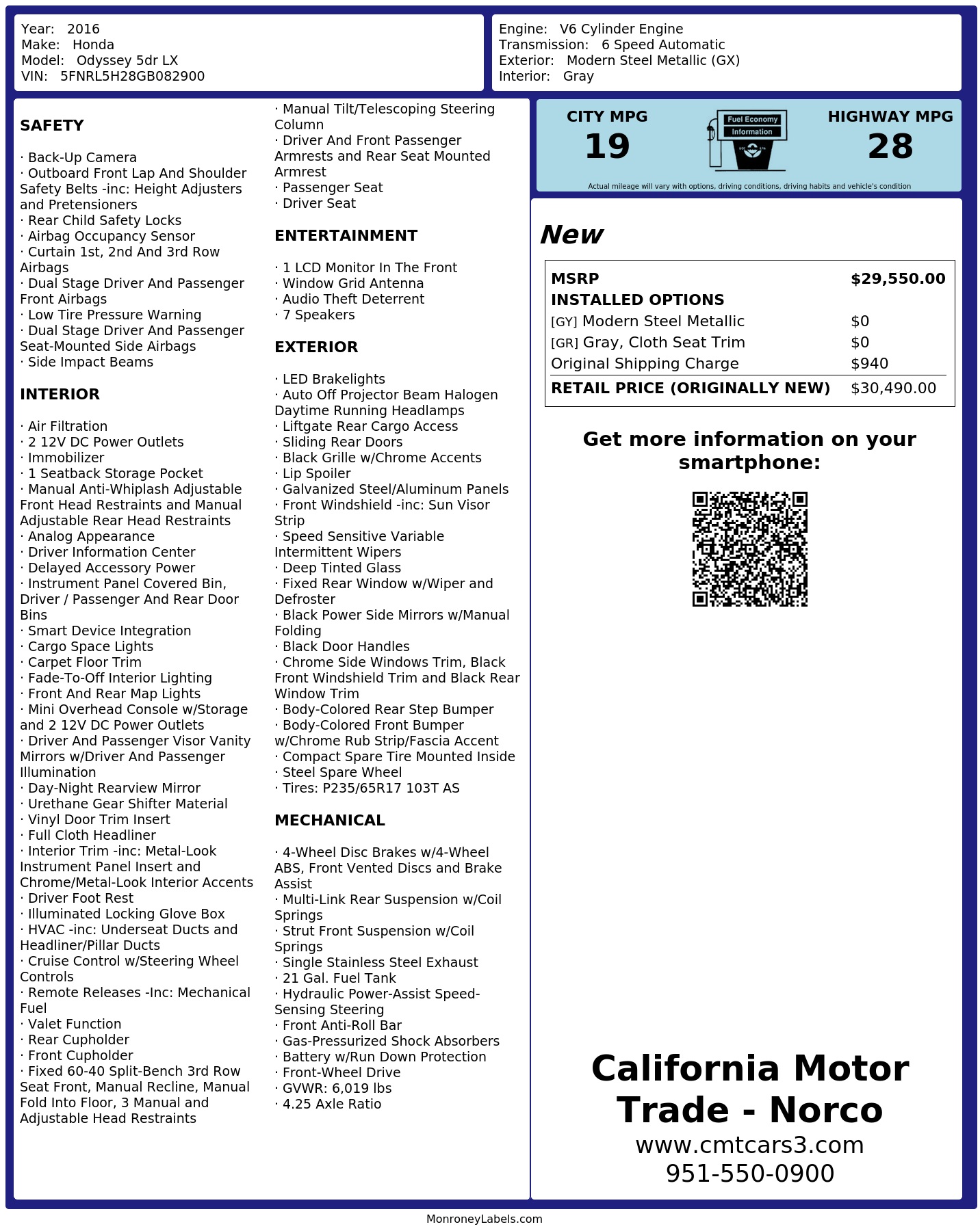 Monroney Label