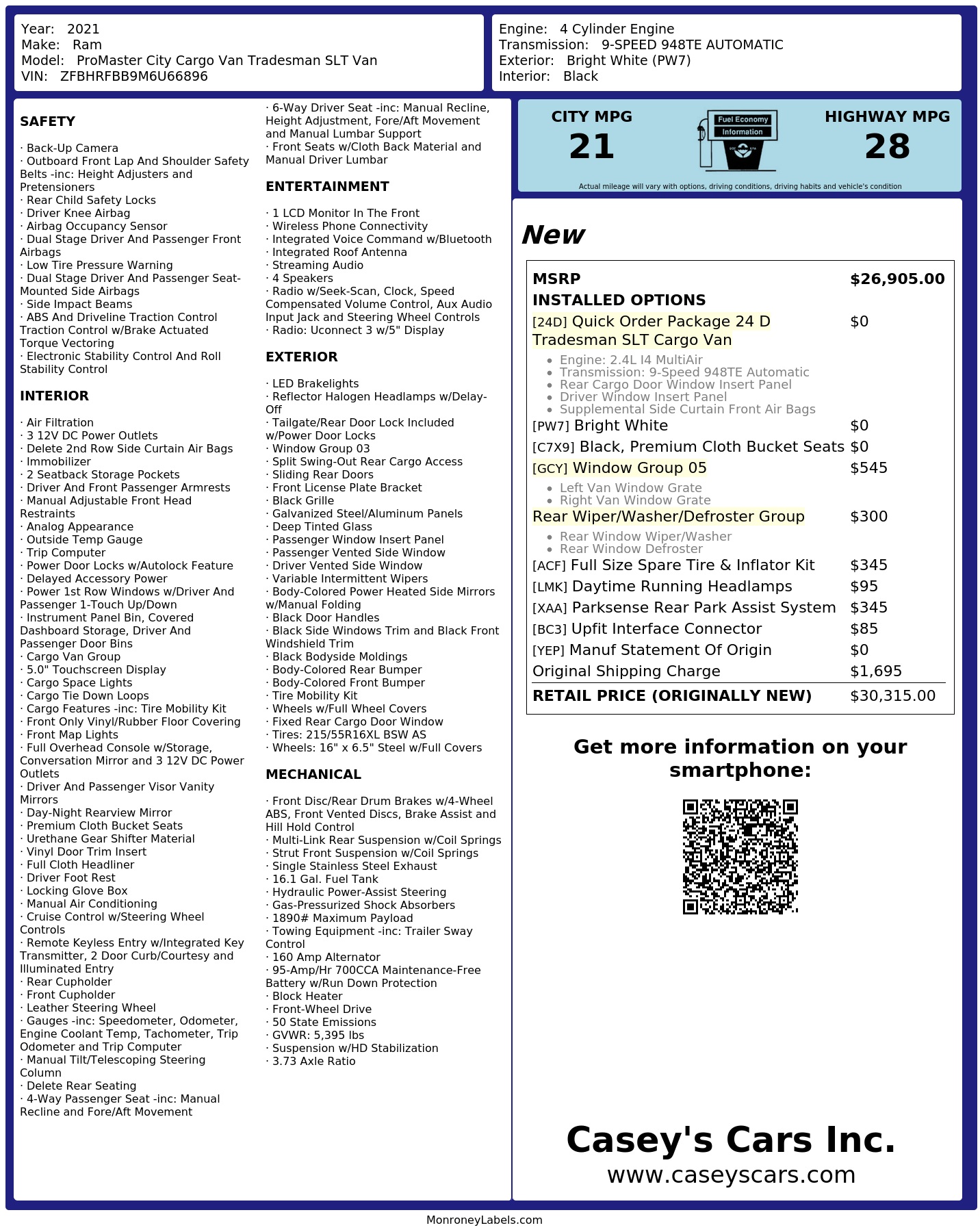 Monroney Label