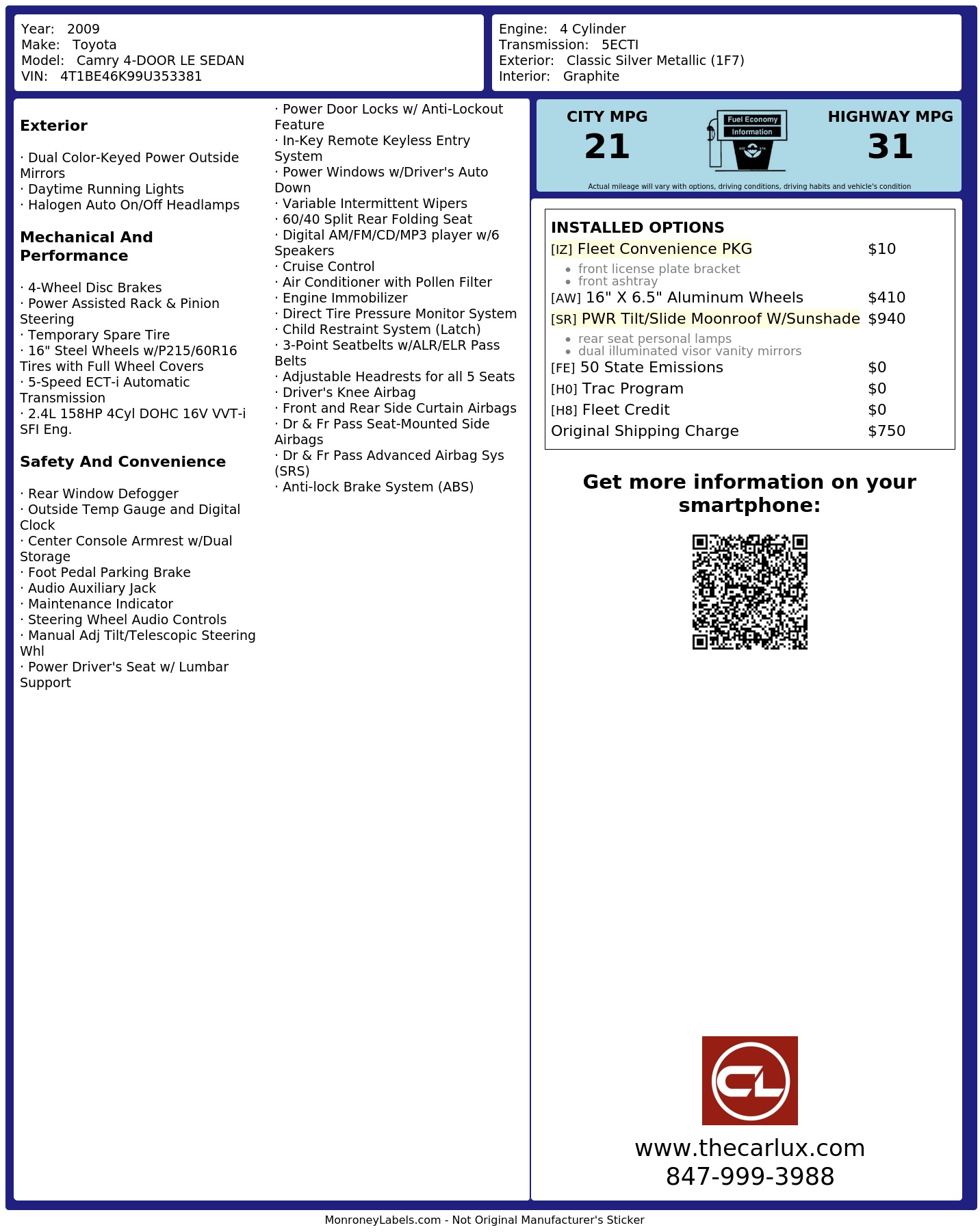 Monroney Label