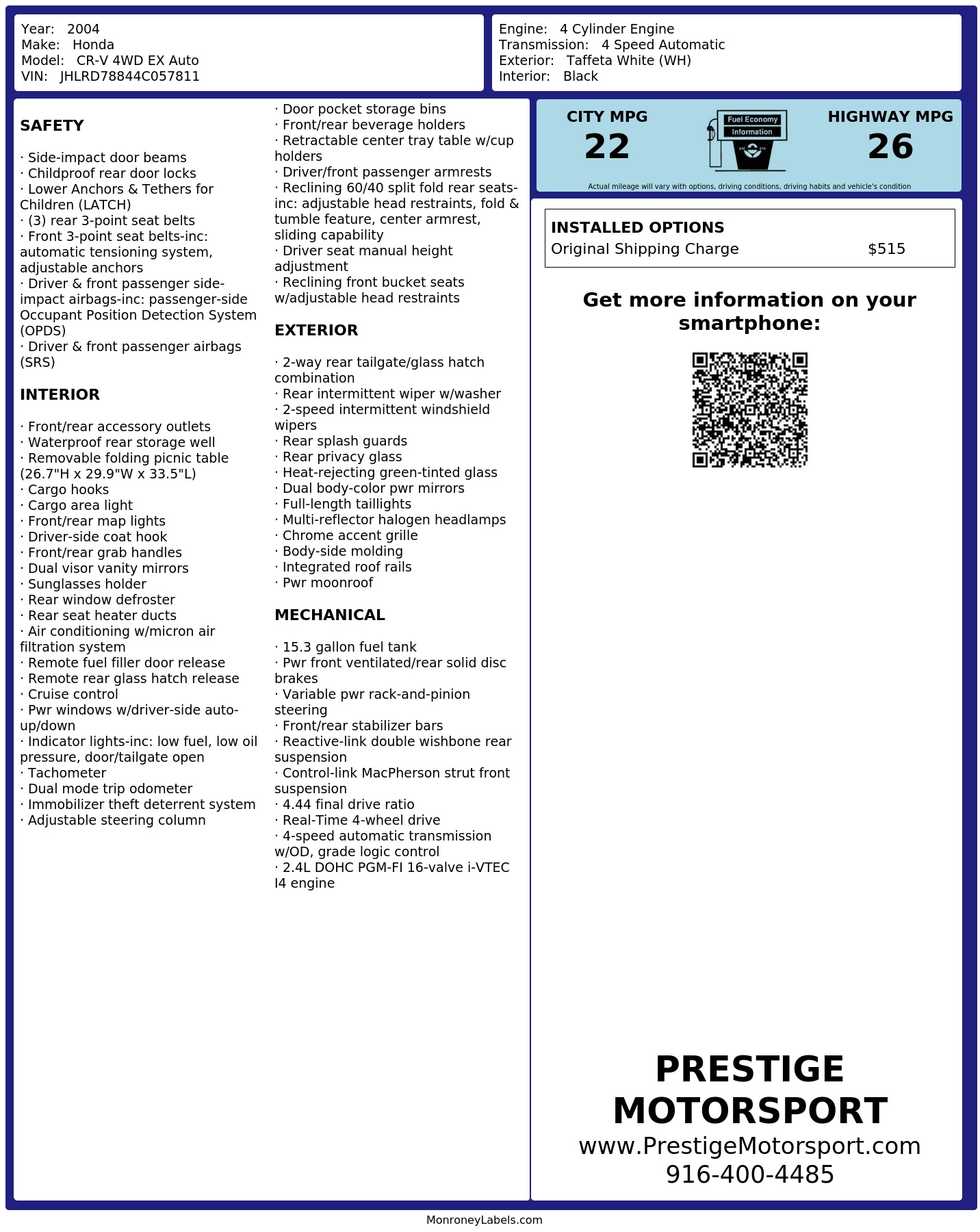 Monroney Label