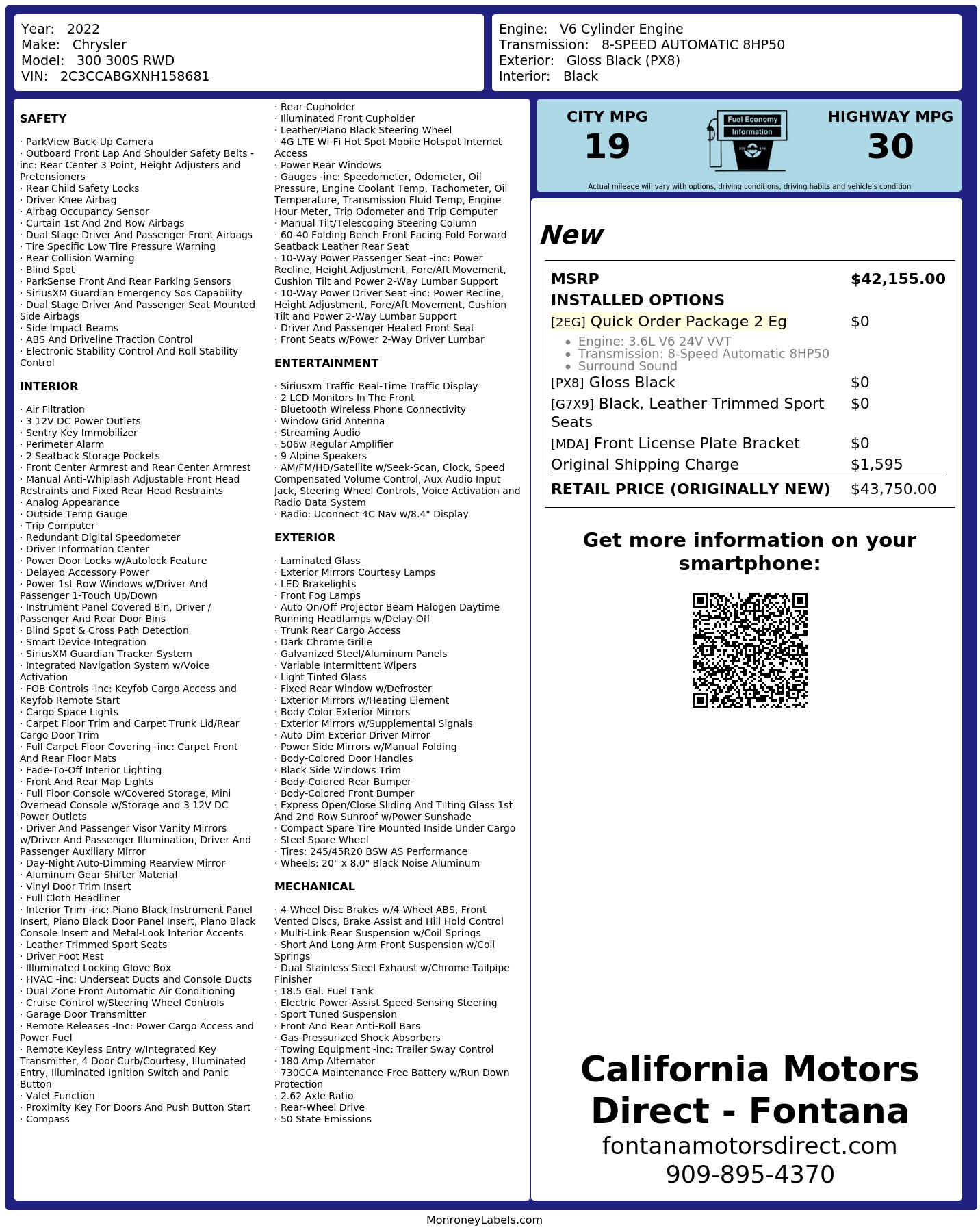 Monroney Label