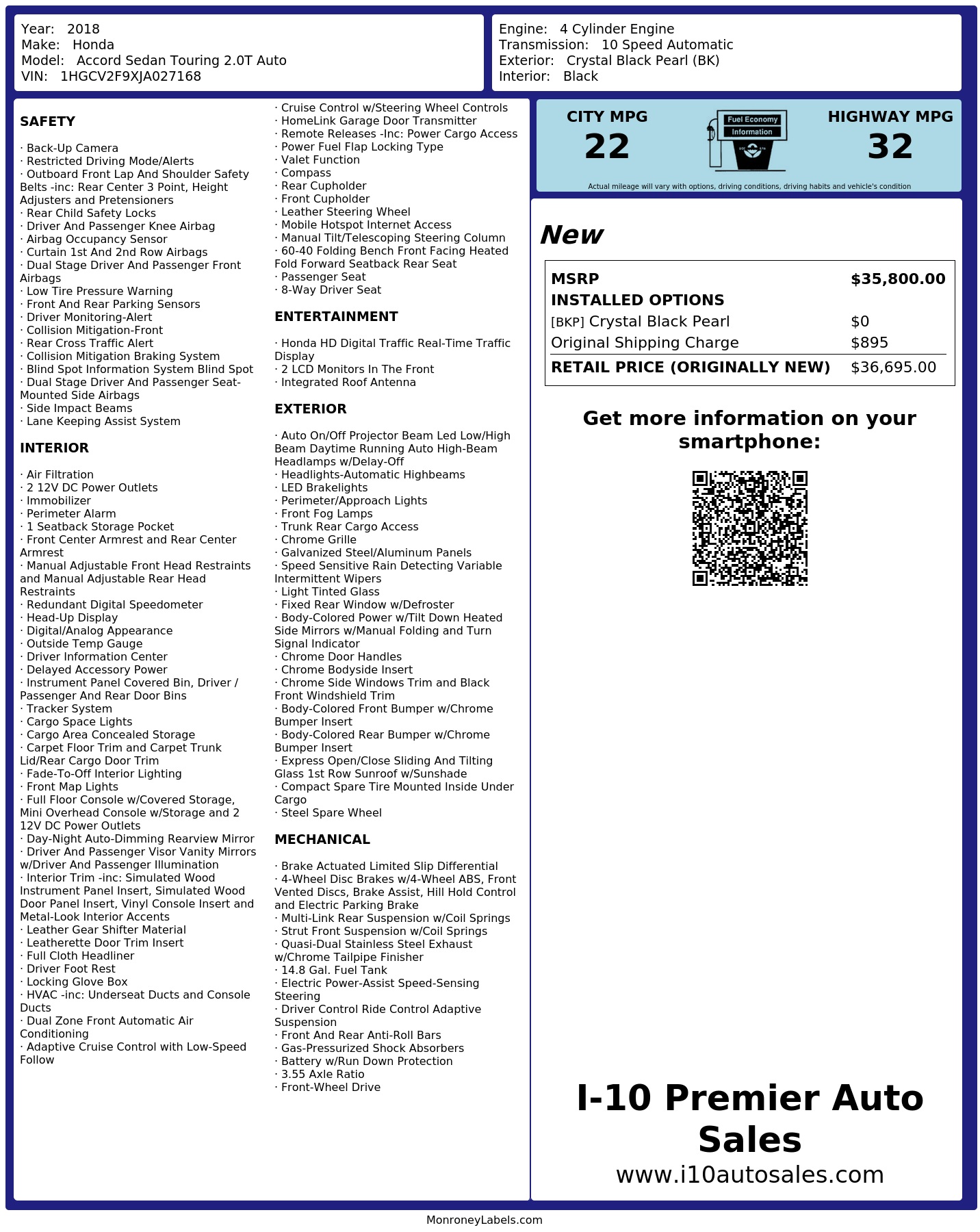 Monroney Label