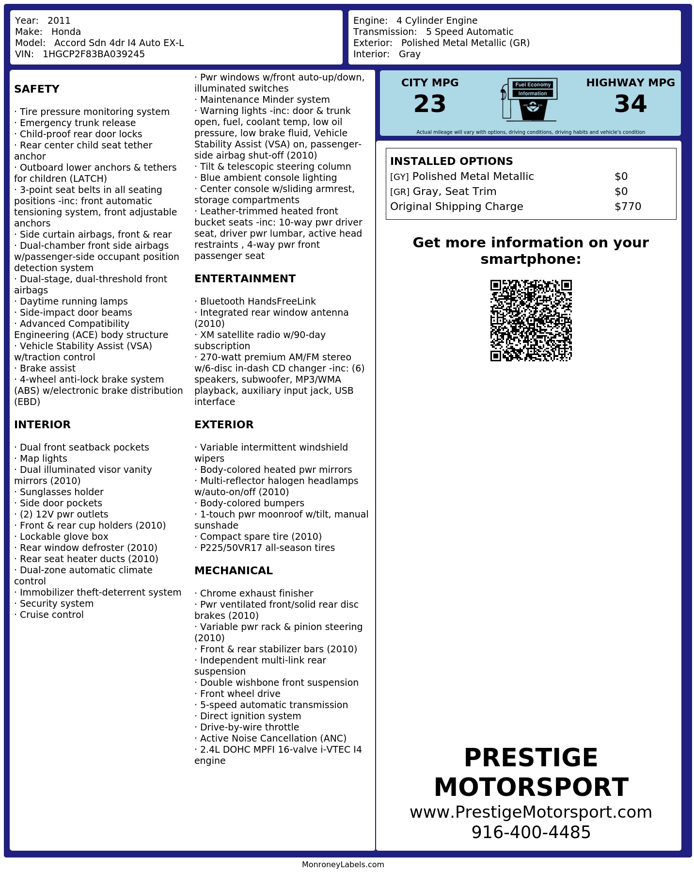 Monroney Label