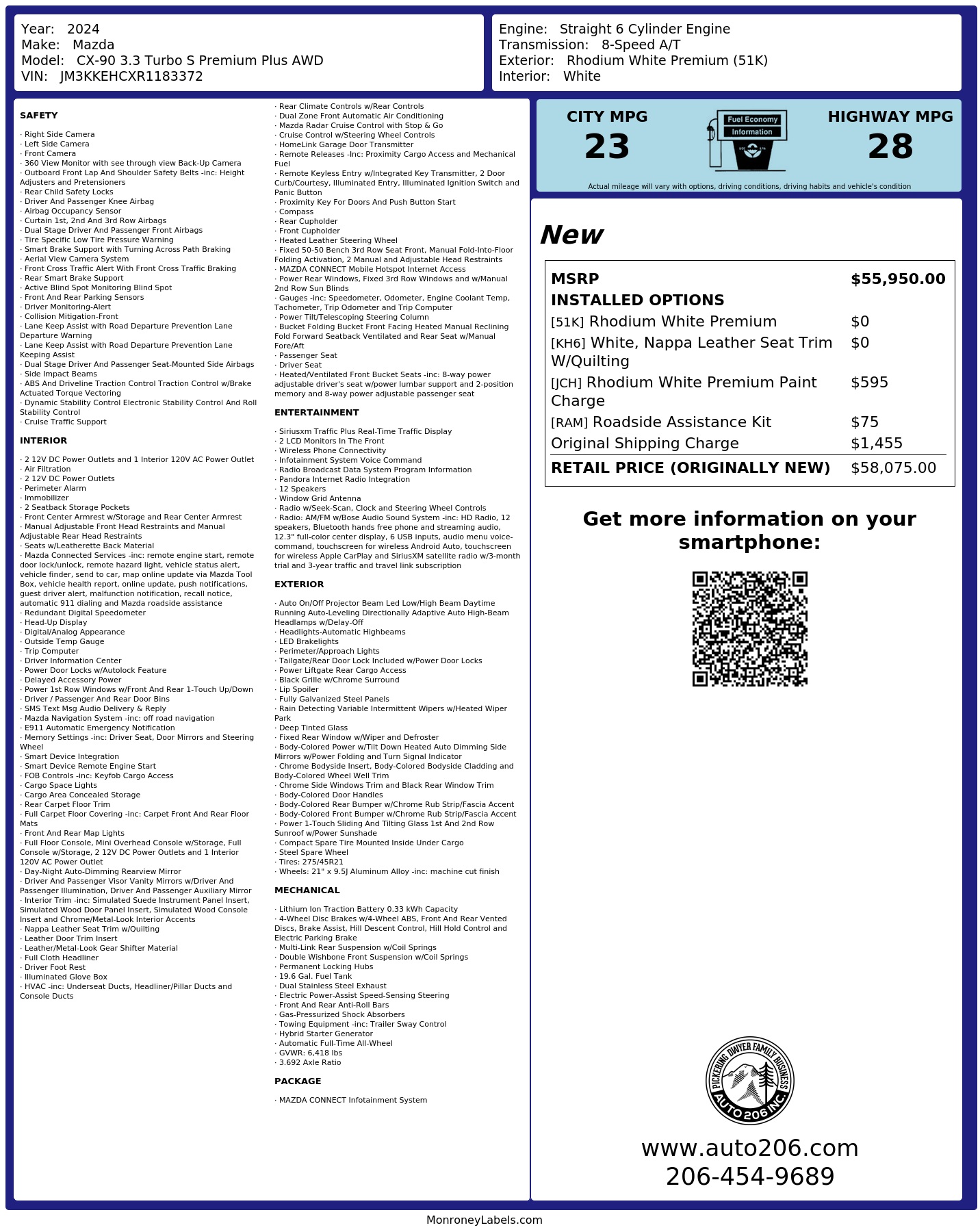 Monroney Label