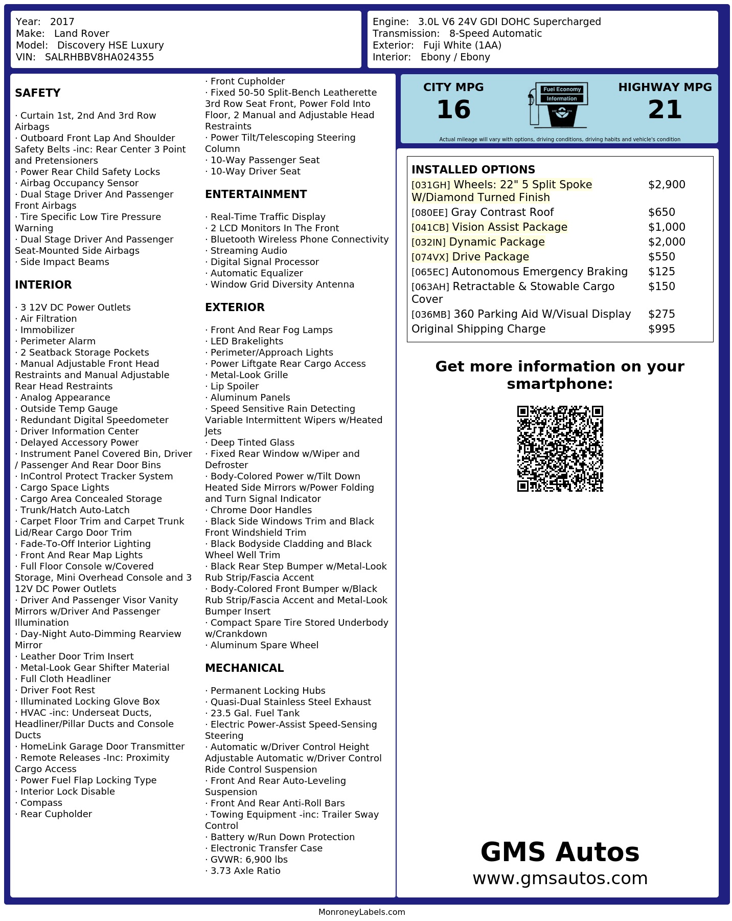 Monroney Label