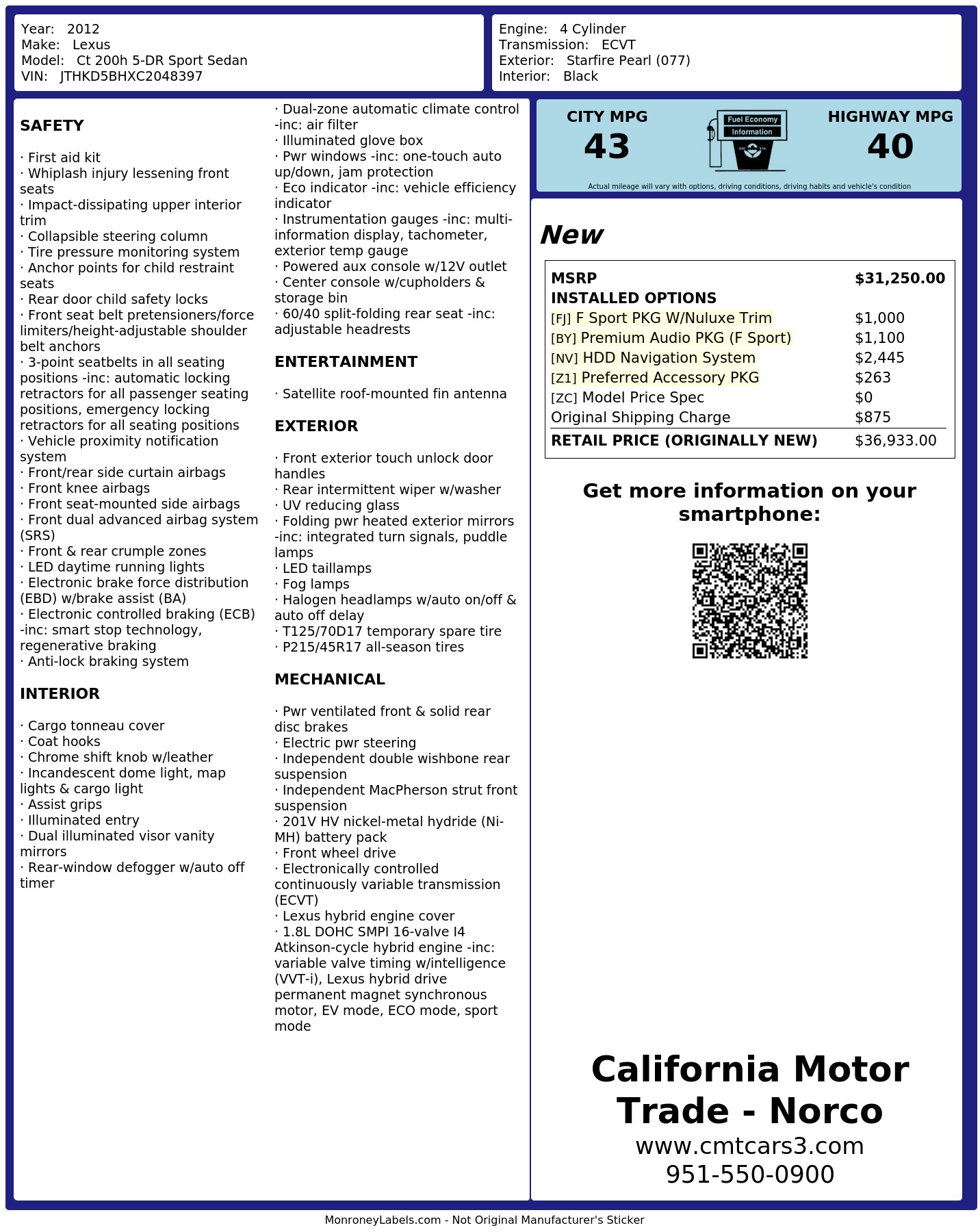 Monroney Label