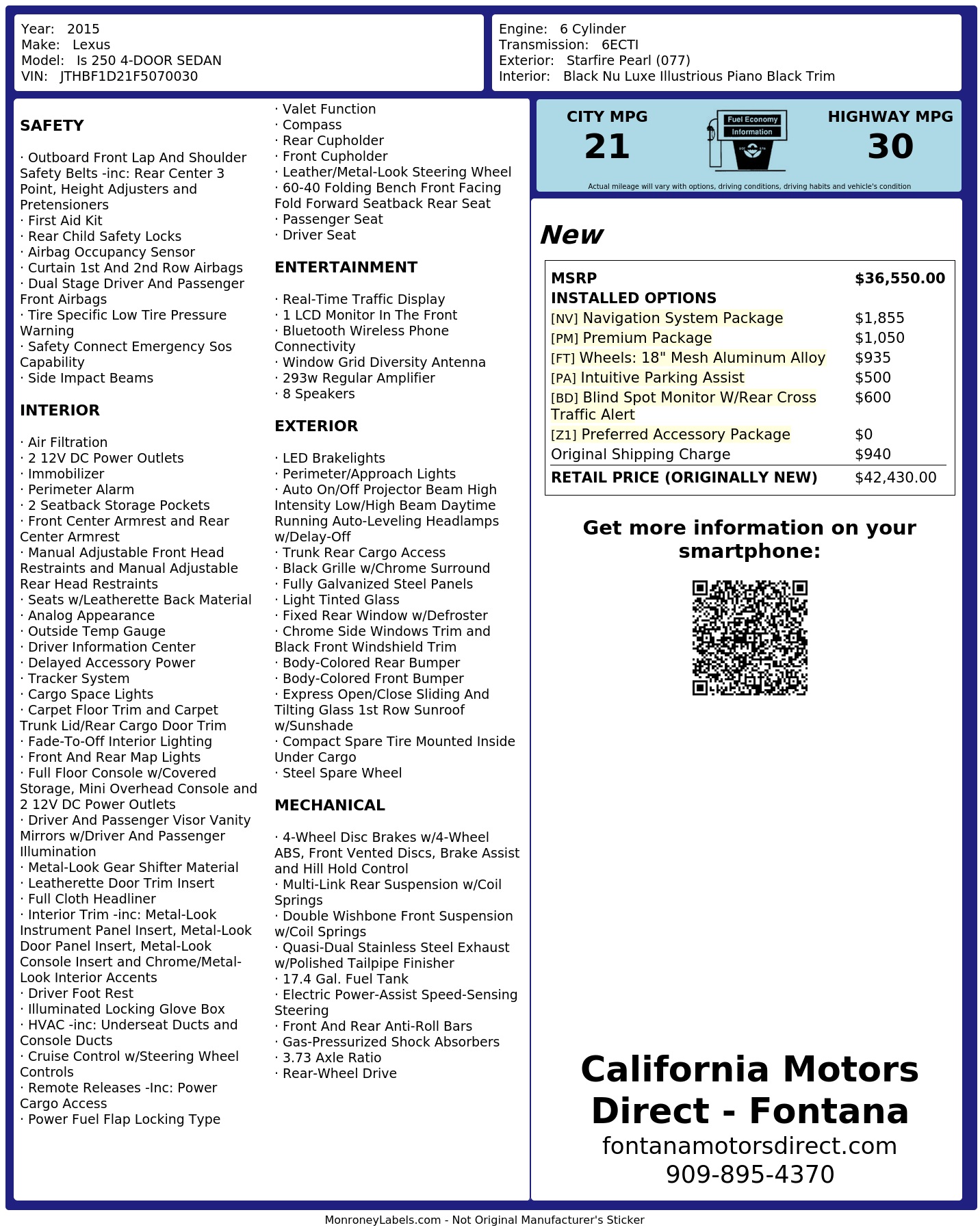Monroney Label