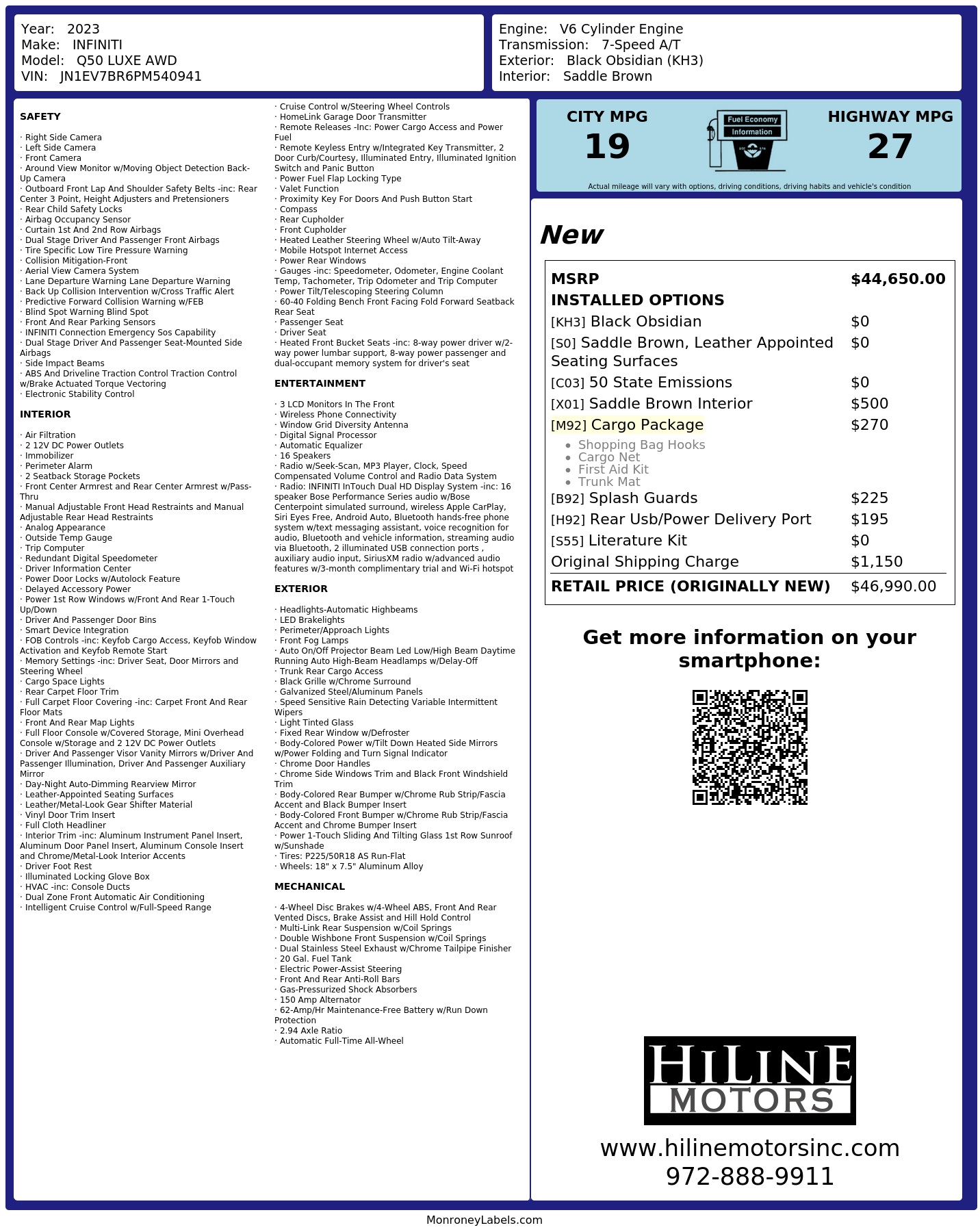 Monroney Label
