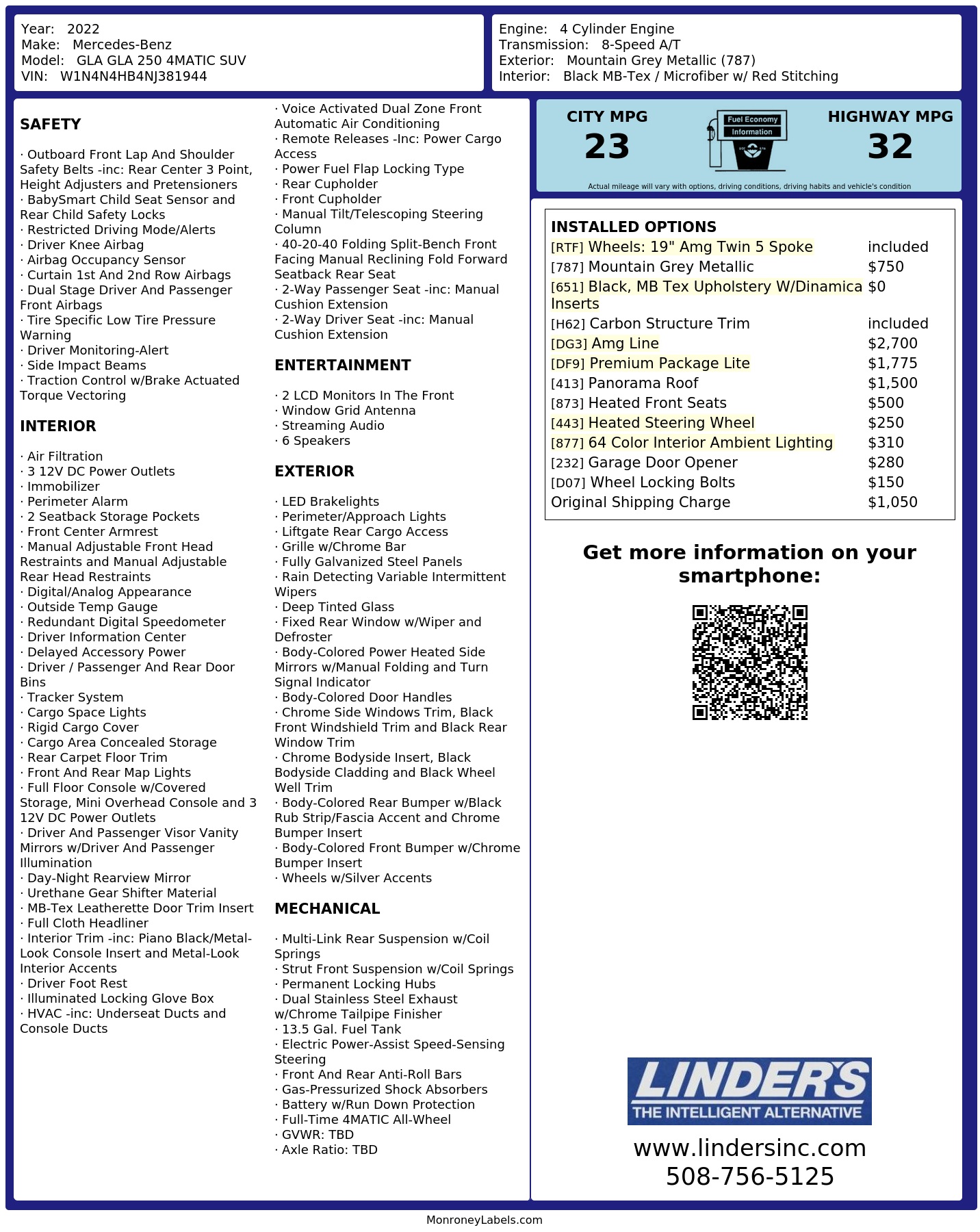 Monroney Label