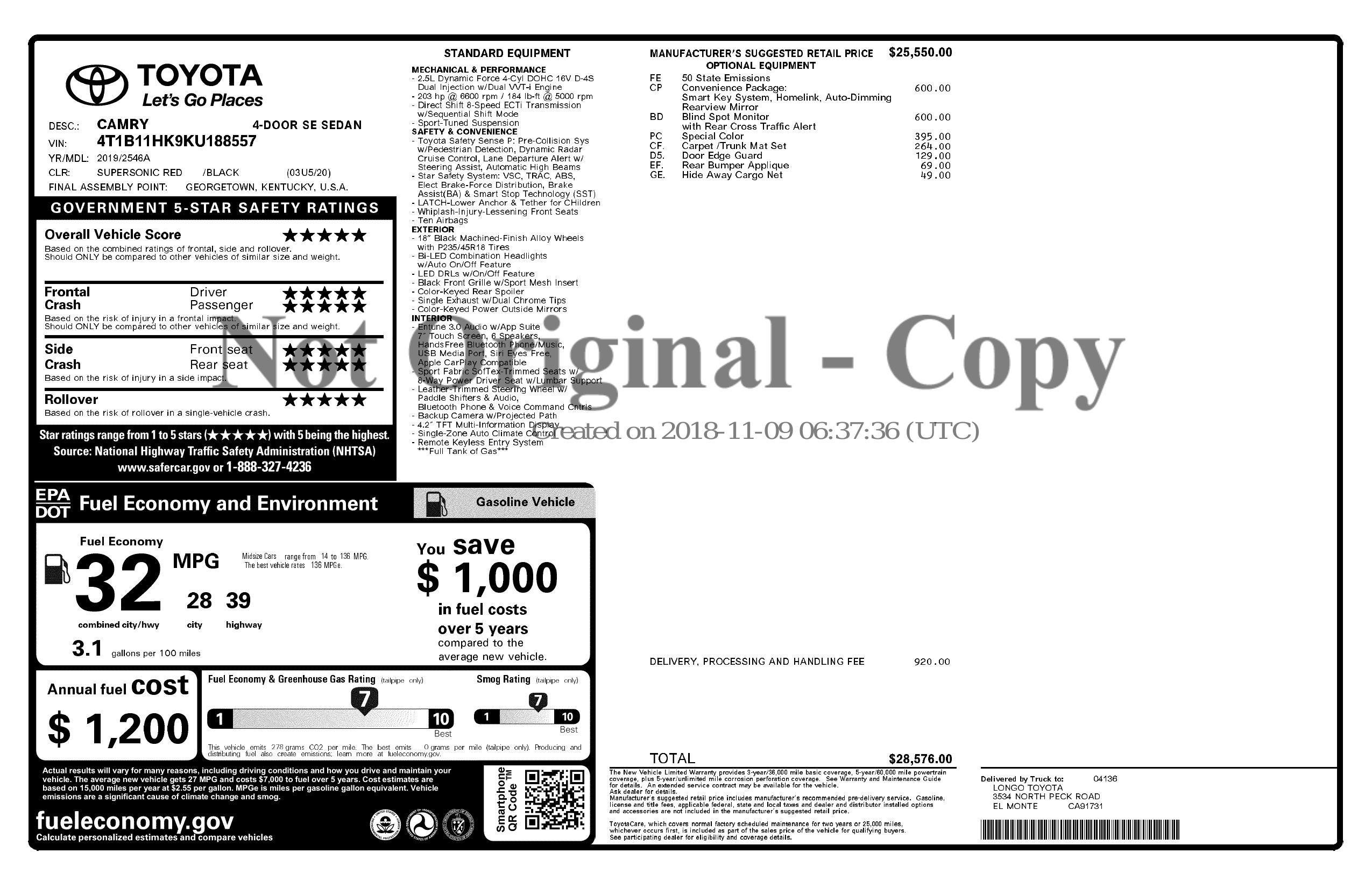 Monroney Label