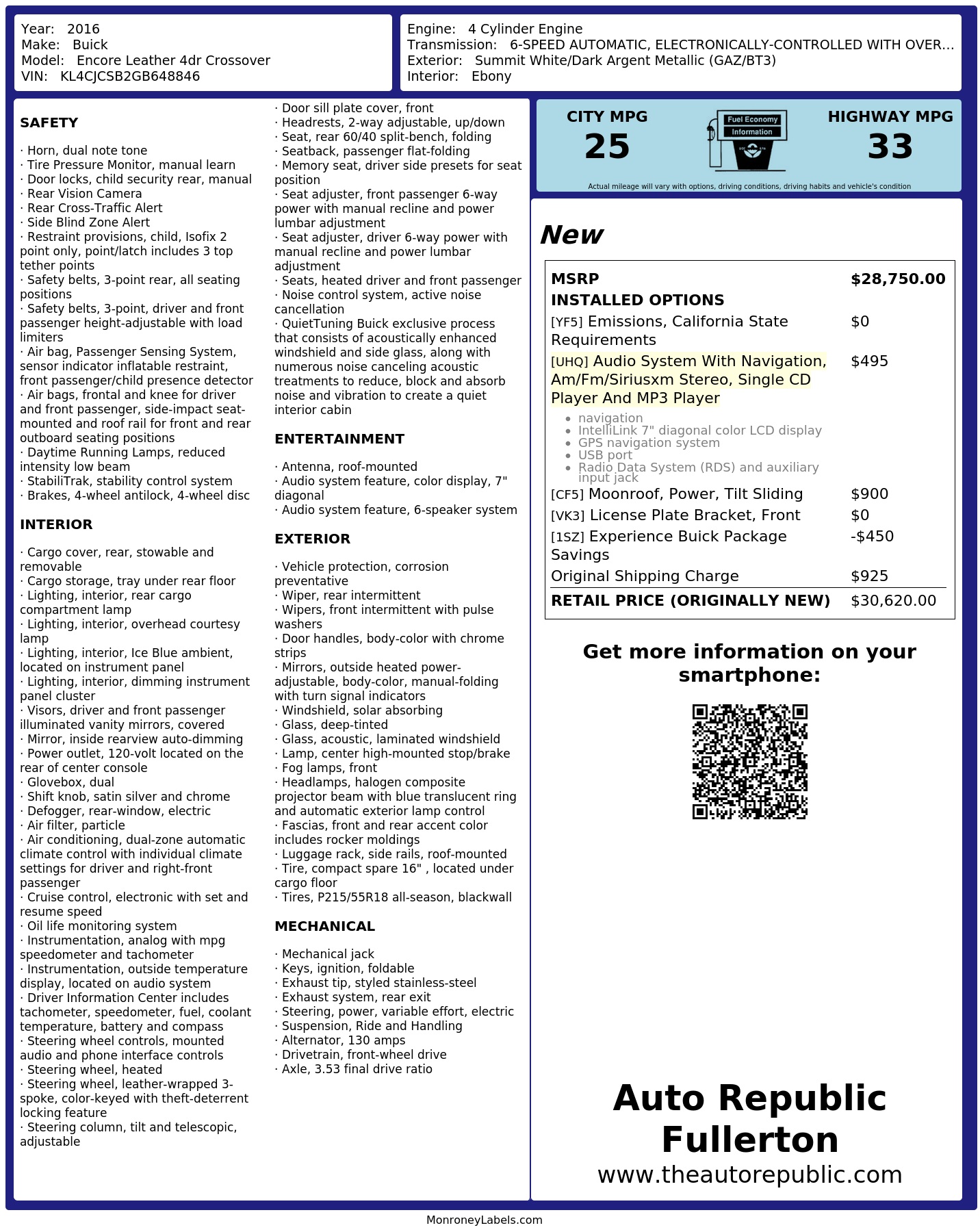 Monroney Label