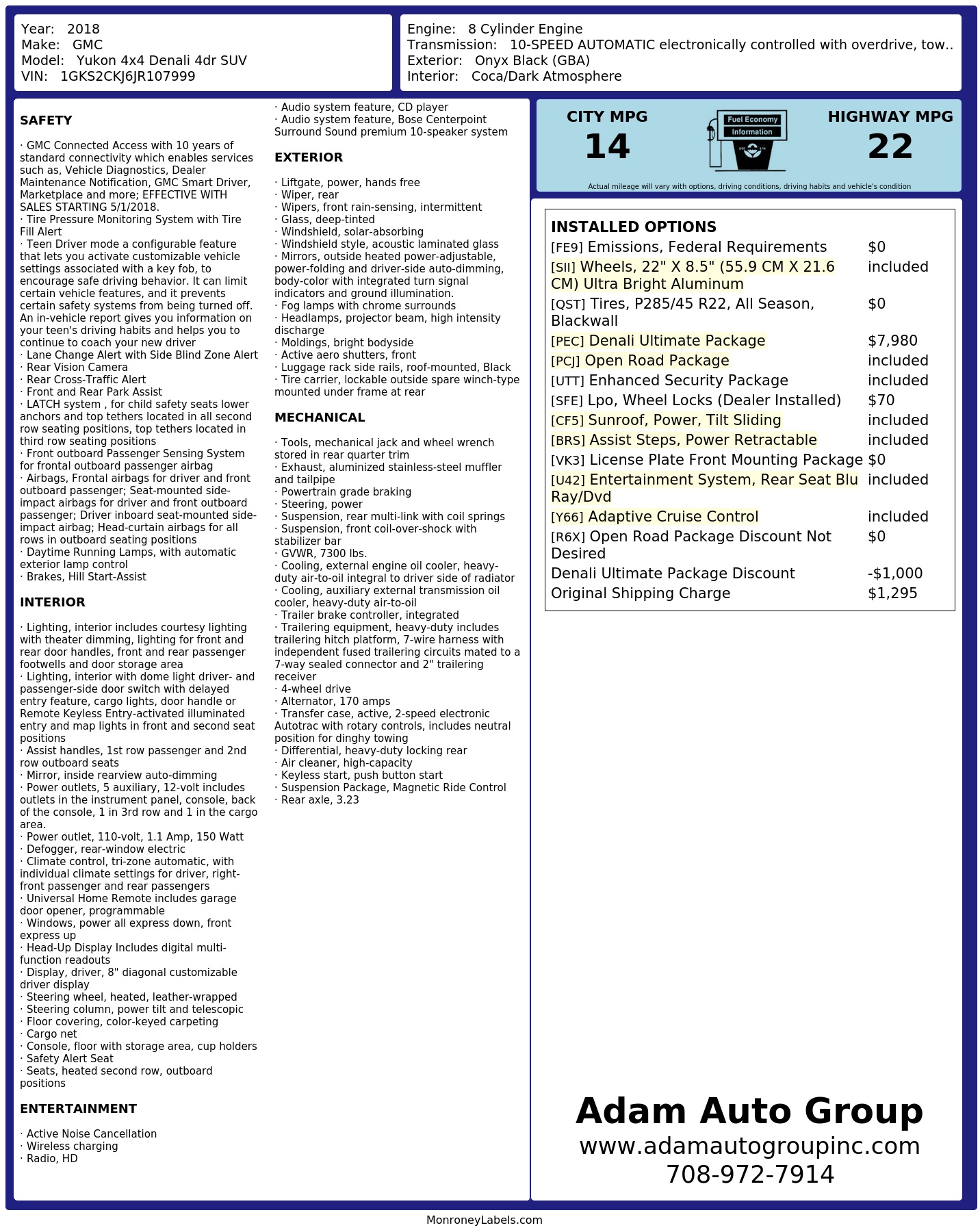 Monroney Label