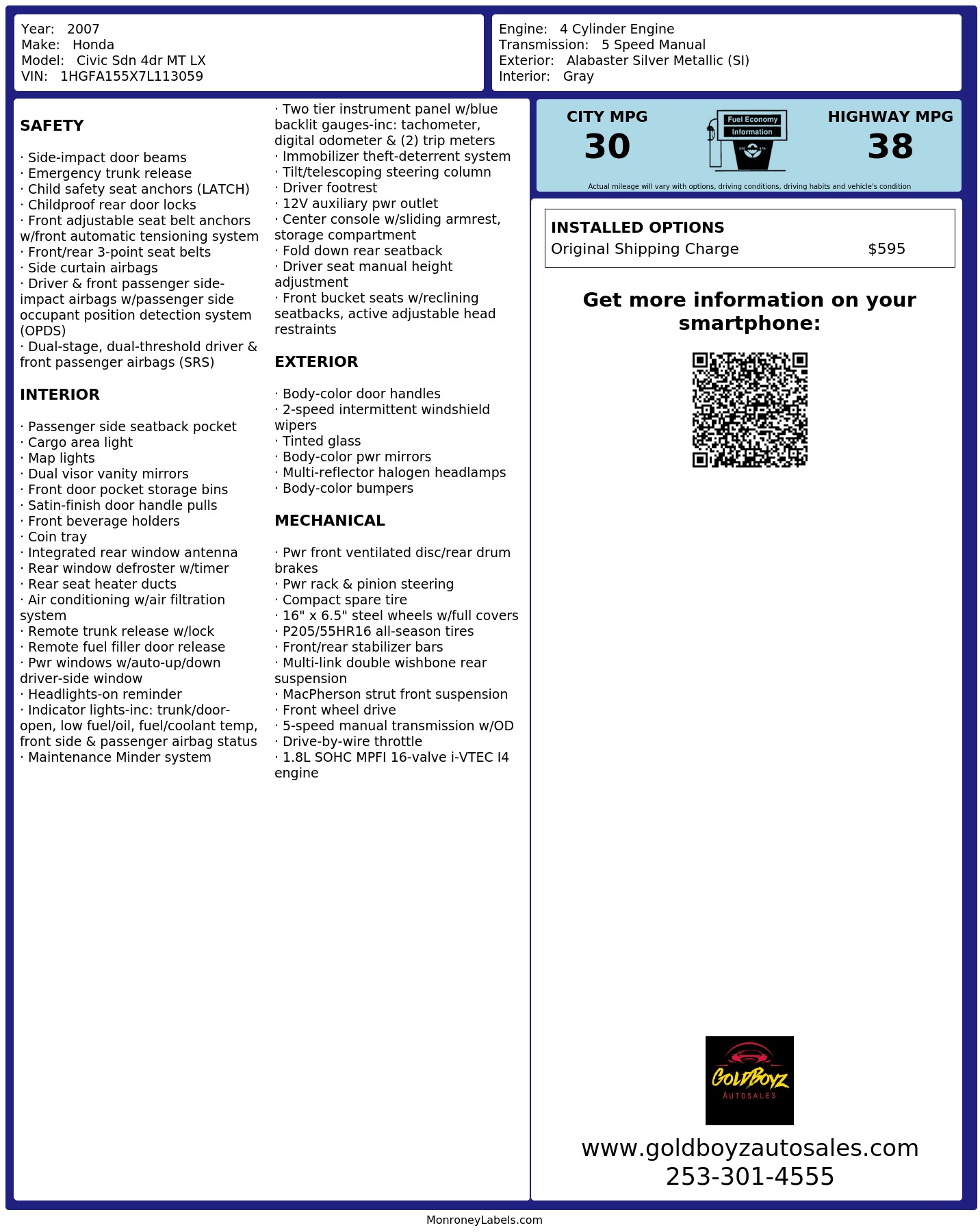 Monroney Label