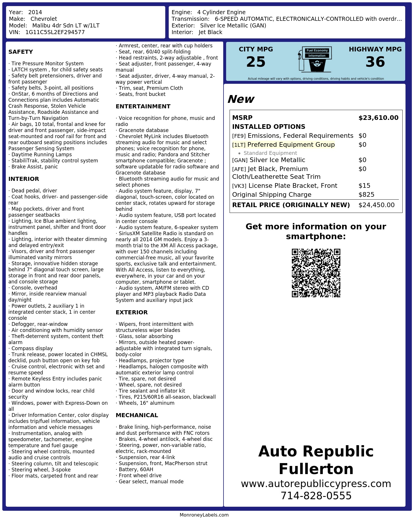 Monroney Label